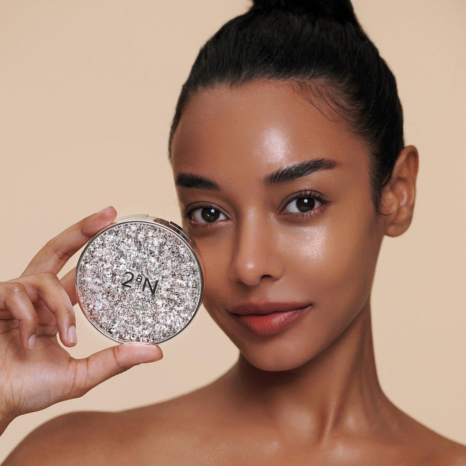 2aN 2aN Gleaming Tension Cushion Foundation Pact, Korean Cushion Foundation Makeup, Lightweight & Buildable Coverage with Ceramides and Centella Asiatica (#21 Light Beige, 0.45 oz)