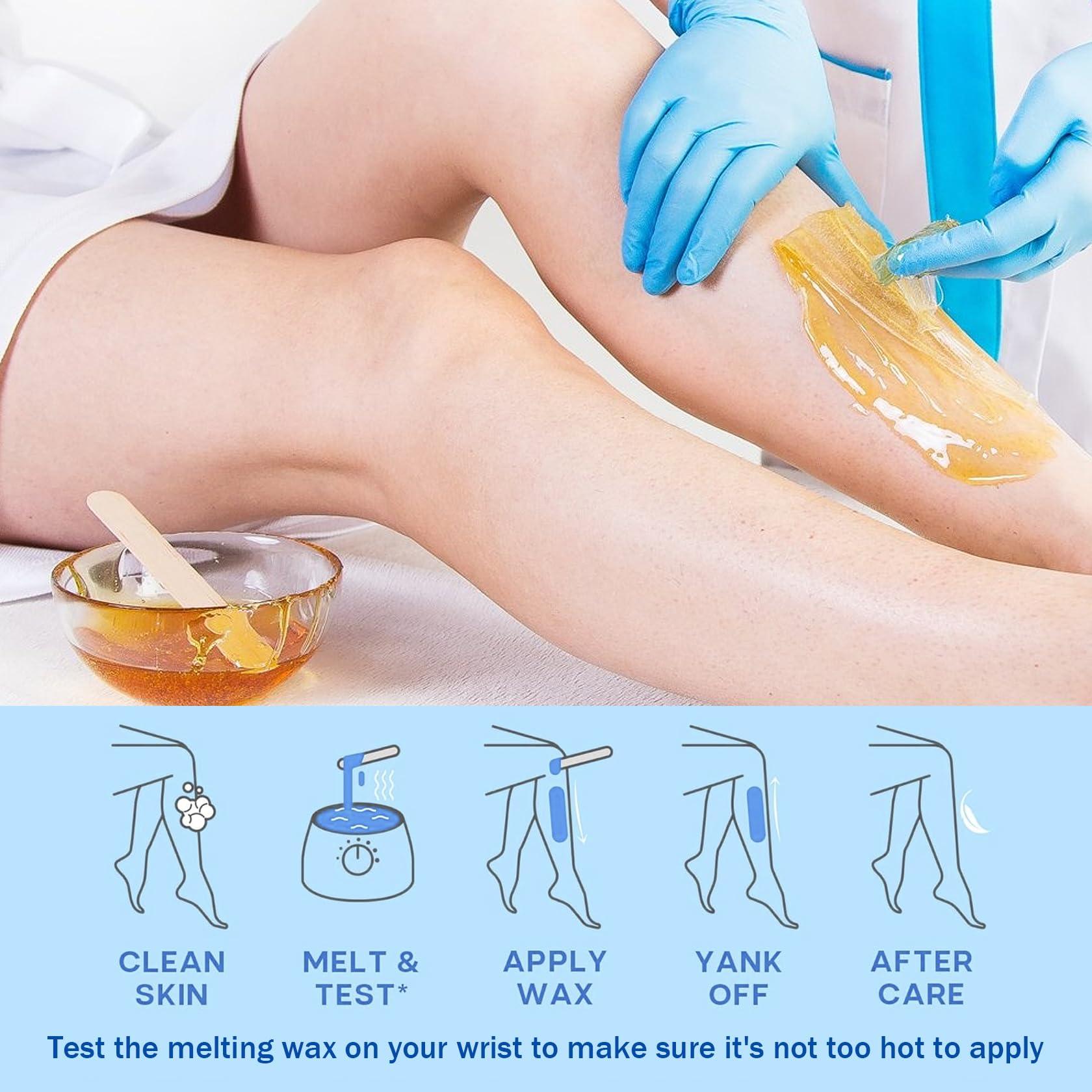 JunKuJK 4 Packs Hard Wax Beads for Hair Removal,Gentle Waxing Beads for Full Body,Face,Underarm,Bikini and Legs,Long Lasting Hair Removal Waxing Kit with 10 Wax Scraper Sticks