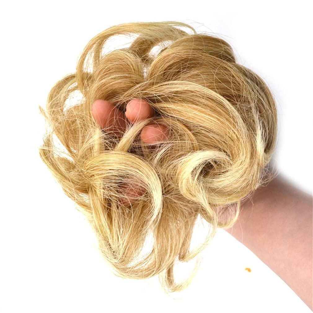 STREJHYT Messy Chignon Donut Hair Bun Pad Elastic Hair Rope Rubber Band Synthetic Hairpiece Gary Brown Color 6AH613