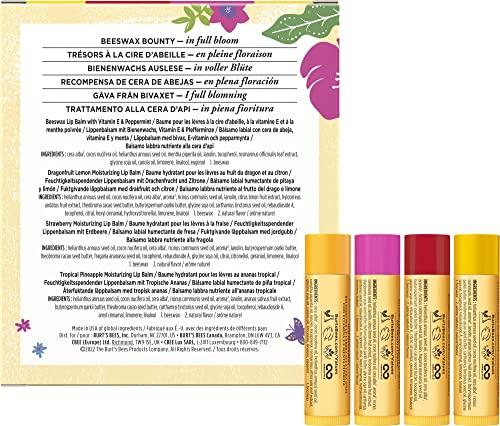 Burt's Bees Burt's Bees Gifts, 4 Lip Balm Products, In Full Bloom Set - Original Beeswax, Dragonfruit Lemon, Tropical Pineapple & Strawberry (4 Pack)