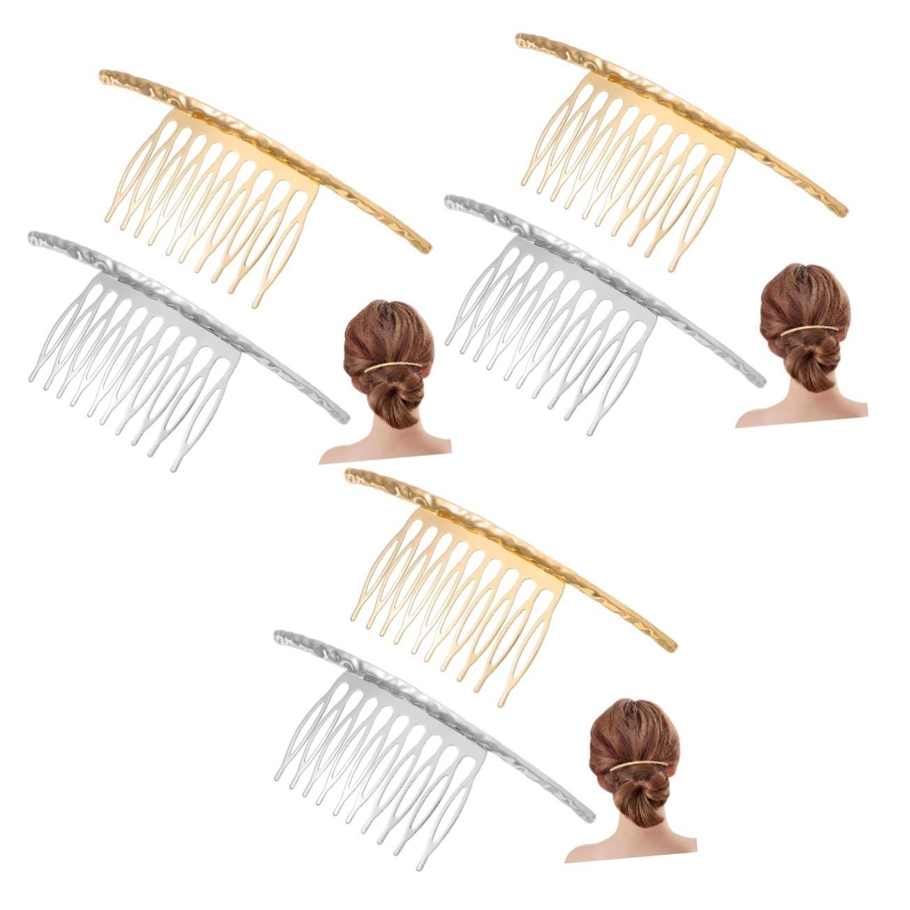 Beatifufu Beatifufu 6 Pcs Straight Hair Comb Hair Accesories French Twist Hair Comb Hairpiece Ongles Bridal Veil Comb Silver Hair Comb for Women Hair Barrettes for Gold Pearl Side Comb Alloy