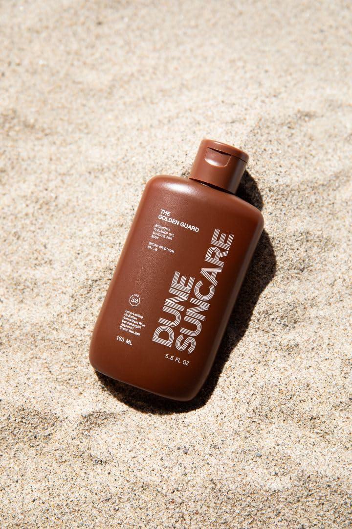 DUNE SUNCARE The Golden Guard Sunscreen - Reef-safe tinted Sun screen for Body - Browning Broad Spectrum Spf 30 Sun block - sun tanning lotion alternative that protects, Hydrates, and moistures your skin 5.5 Fl Oz