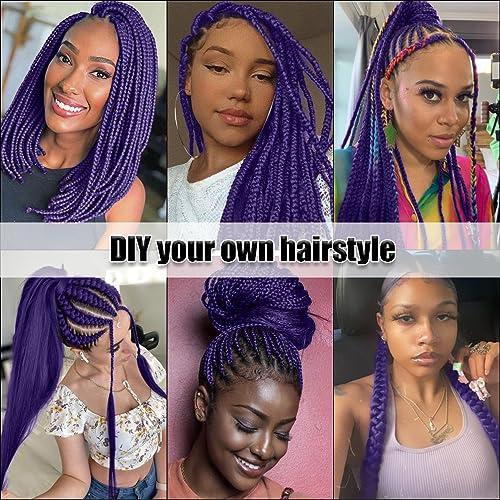 Purple Braiding Hair Pre Stretched Purple Hair Extensions 26 Inch Box Braids Hair Extensions Human Braiding Hair 3 Pacjks viole