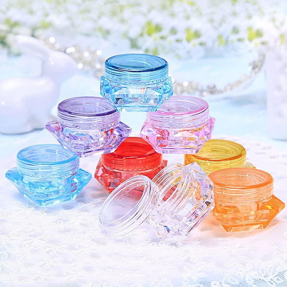CANRUSU 100Pcs 3g/5g Plastic Diamond Shaped Cosmetic Jars Skin Care Containers Refillable Bottle 3ml/5ml Lotion Case Vials Face Cream Sample Pot Nail Art Eye Shadow Gel Box (5G,Green)
