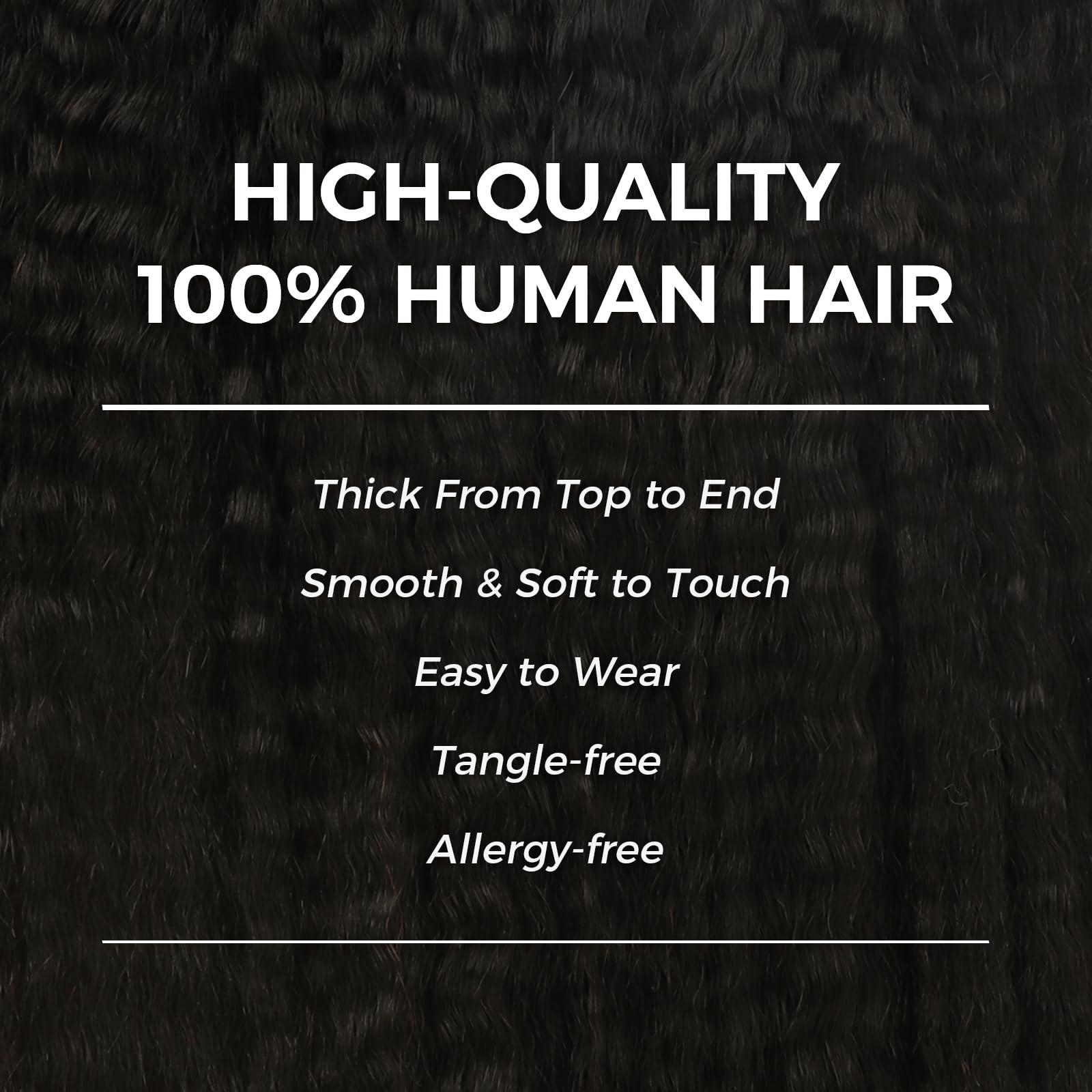 Lashey Lashey Hair Extensions Real Human Hair Kinky Straight 110g Natural Black Hair Extensions Seamless Clip in Human Hair Extensions 20 Inch Natural and Soft Invisi Edge Hair for Women