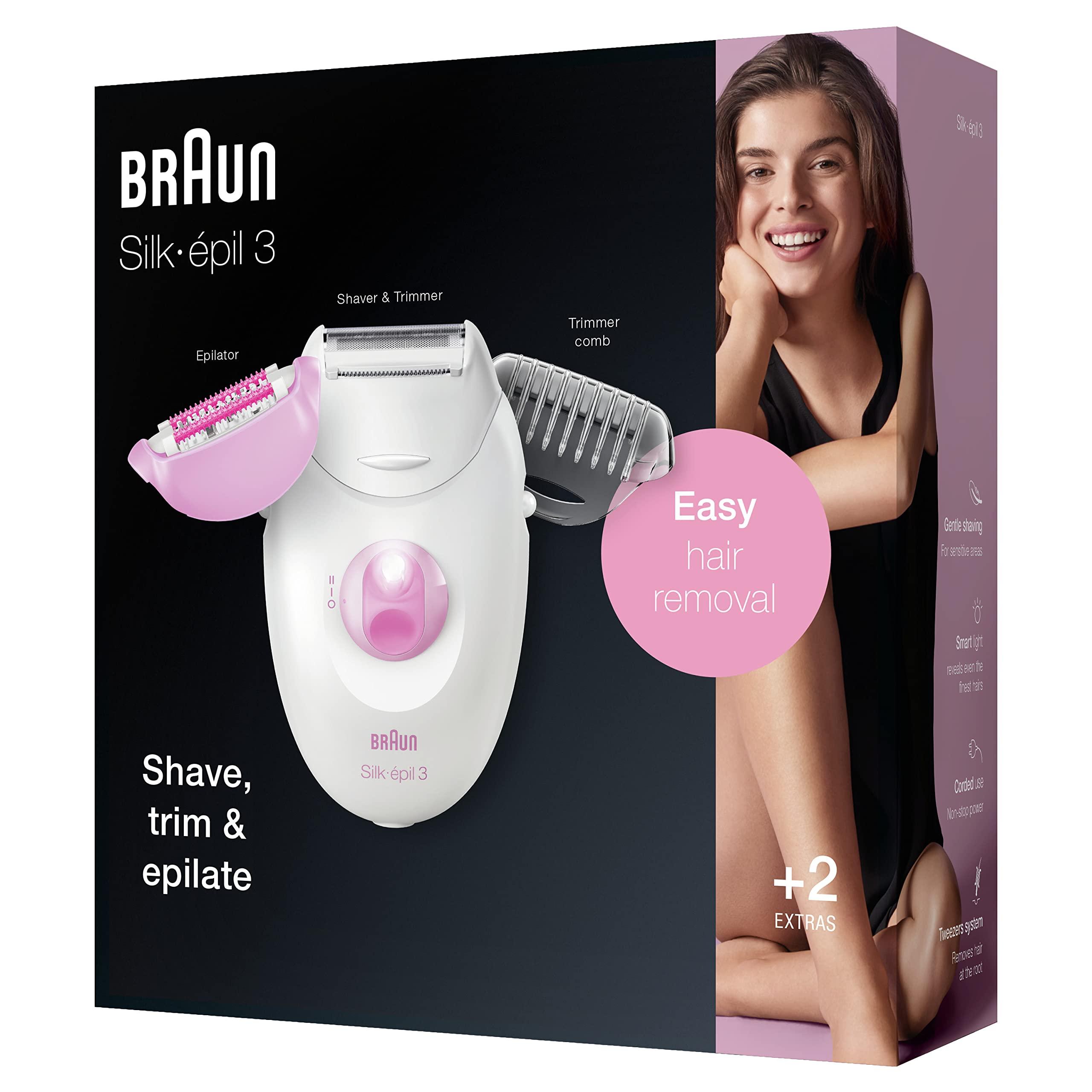 Braun Braun Silk Epil 3 Epilator - Dual Voltage 110-220 Volts - Legs & Body (3270) (Free LiteFuze 110 Volt Plug)