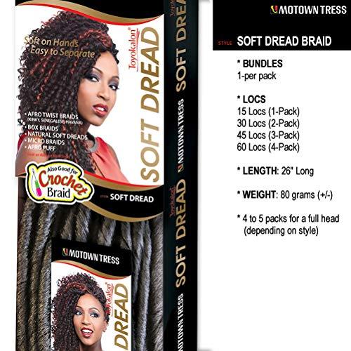 Motown Tress Motown Tress (Soft Dread - 15 Locs - 26 Inch - 4 Packs) - Synthetic Braiding Hair in D.PURPLE