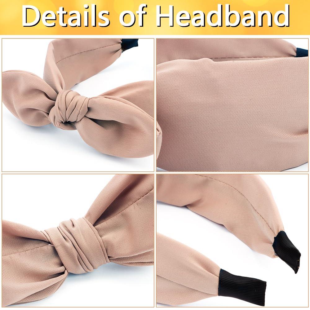 TOBATOBA TOBATOBA Bow Headbands for Women 6Pcs Knotted Headband with Bow Cute Stylish Top Knot Headband Black Bow Headband Women Wide Hairband Hair Accessories for Women Girls