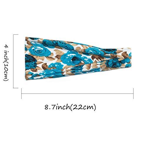 Bohend Bohend Boho Headband Wide Flower Boho Bandeau Headwear Travel Stretchy Cotton Elastic Yoga Athletic Hair Accessories for Women and Girls (A)