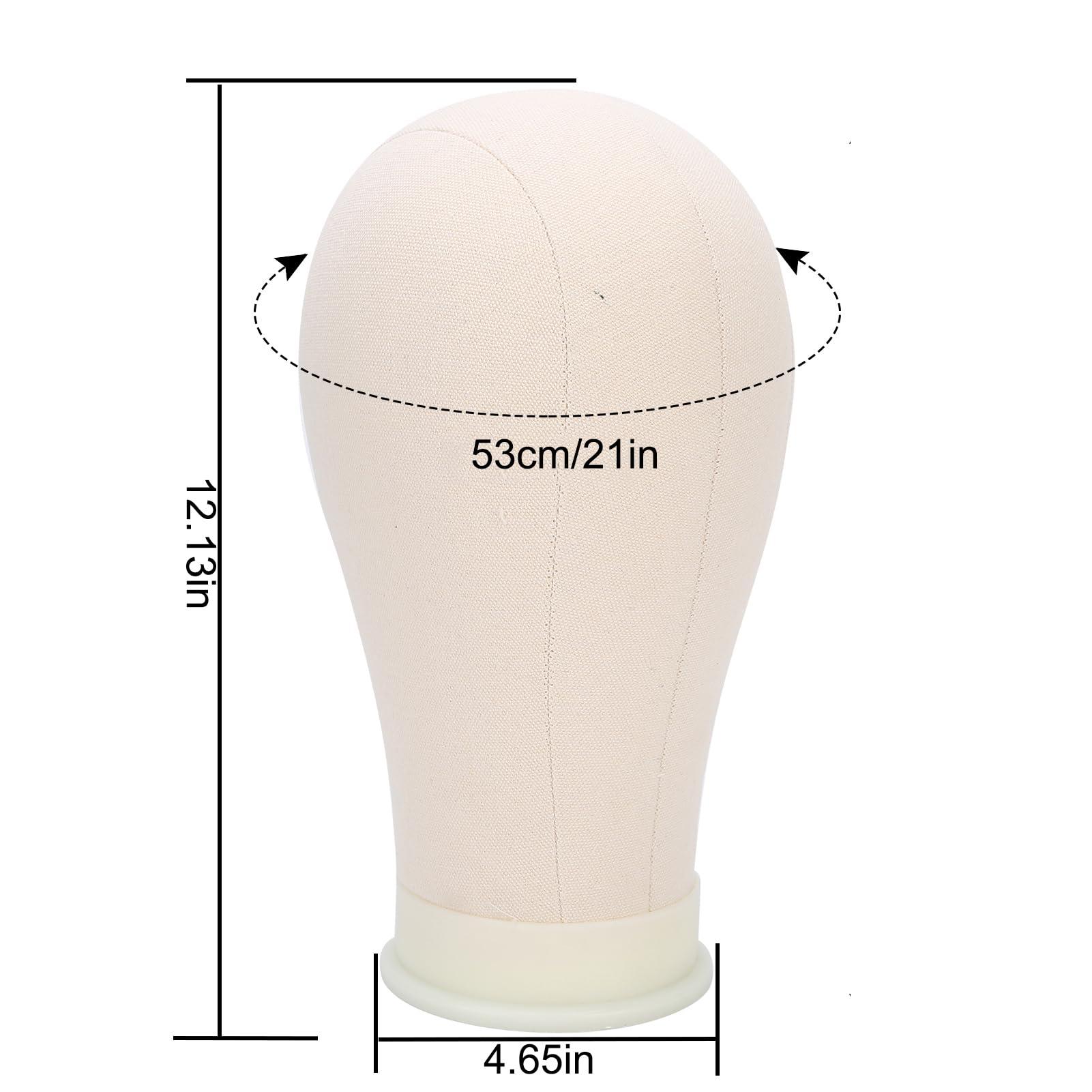 Generic Generic Cork Canvas Block Wig Head Making Wig Display Styling Practice Mannequin Wig Head Model (21 Inch)