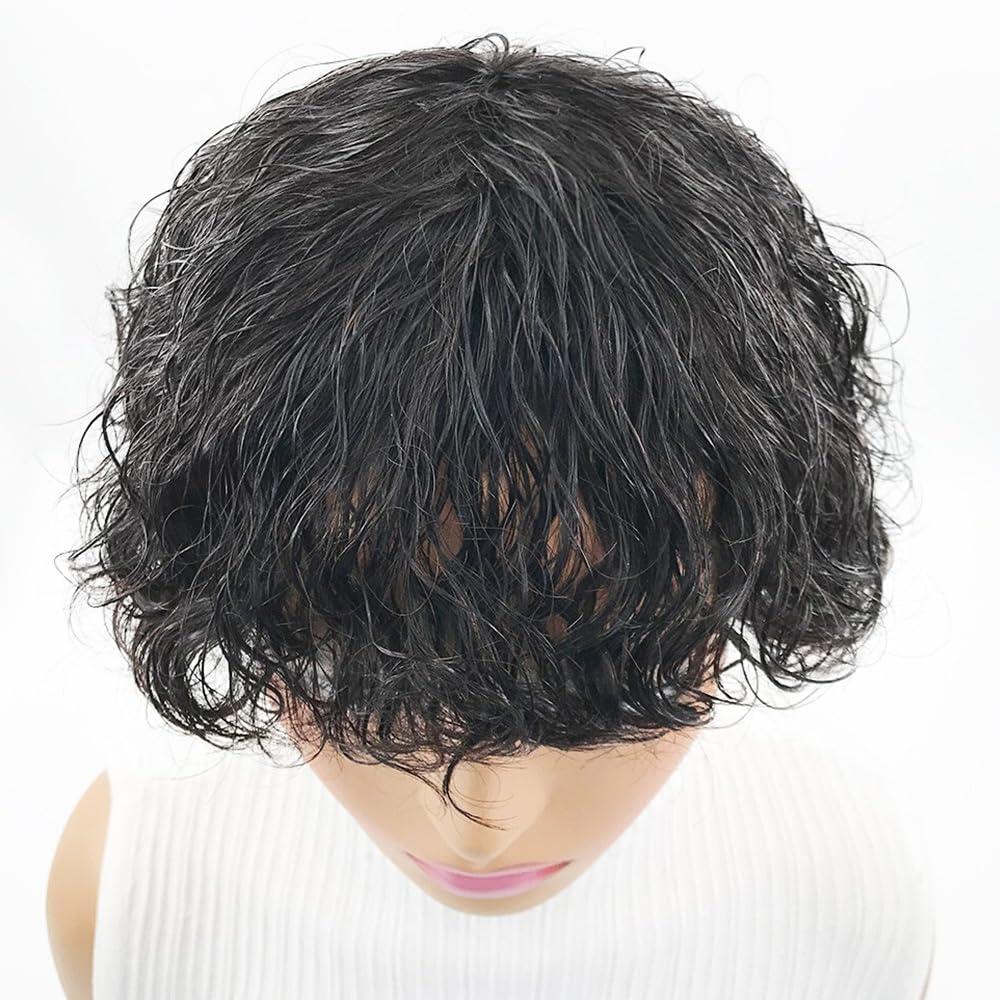 Afinska Afinska Kinky Curly Human Hair Wig Pixie Bob Cut Wig With Bangs Short Pixie Human Hair Wig Curly Pixie Cut Wig Human Hair Natural Black Brazilian Glueless Short Wig Bob Wigs Human Hair