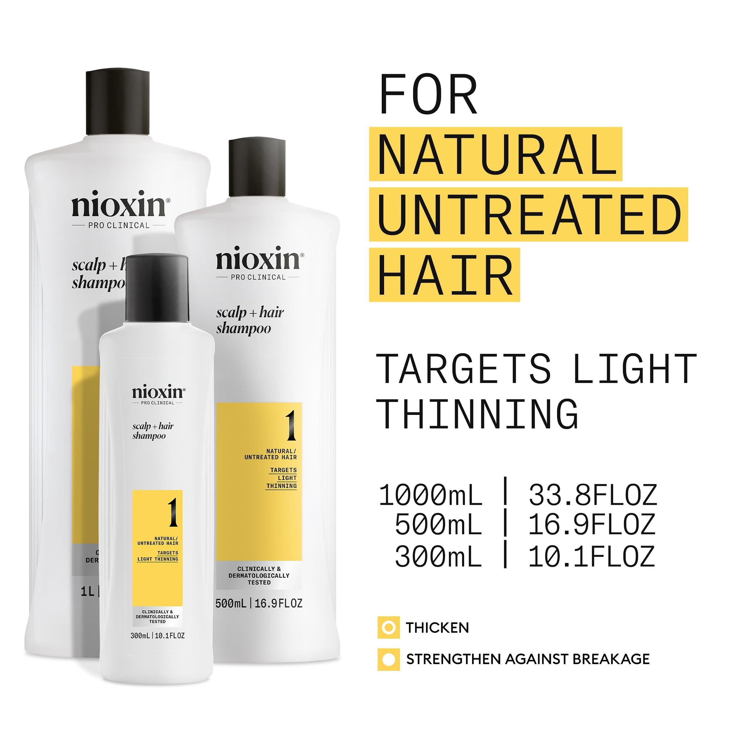 Nioxin Nioxin Scalp + Hair Thickening System 1 Shampoo, For Natural Hair with Light Thinning, 33.8 fl oz (Packaging May Vary)