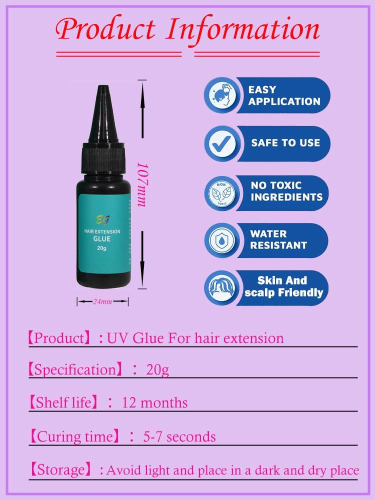 Lhbxthk Hair Extension Glue,Glue for Hair Extensions, UV Hair Glue Hair Bonding Glue Hair Extension Tool
