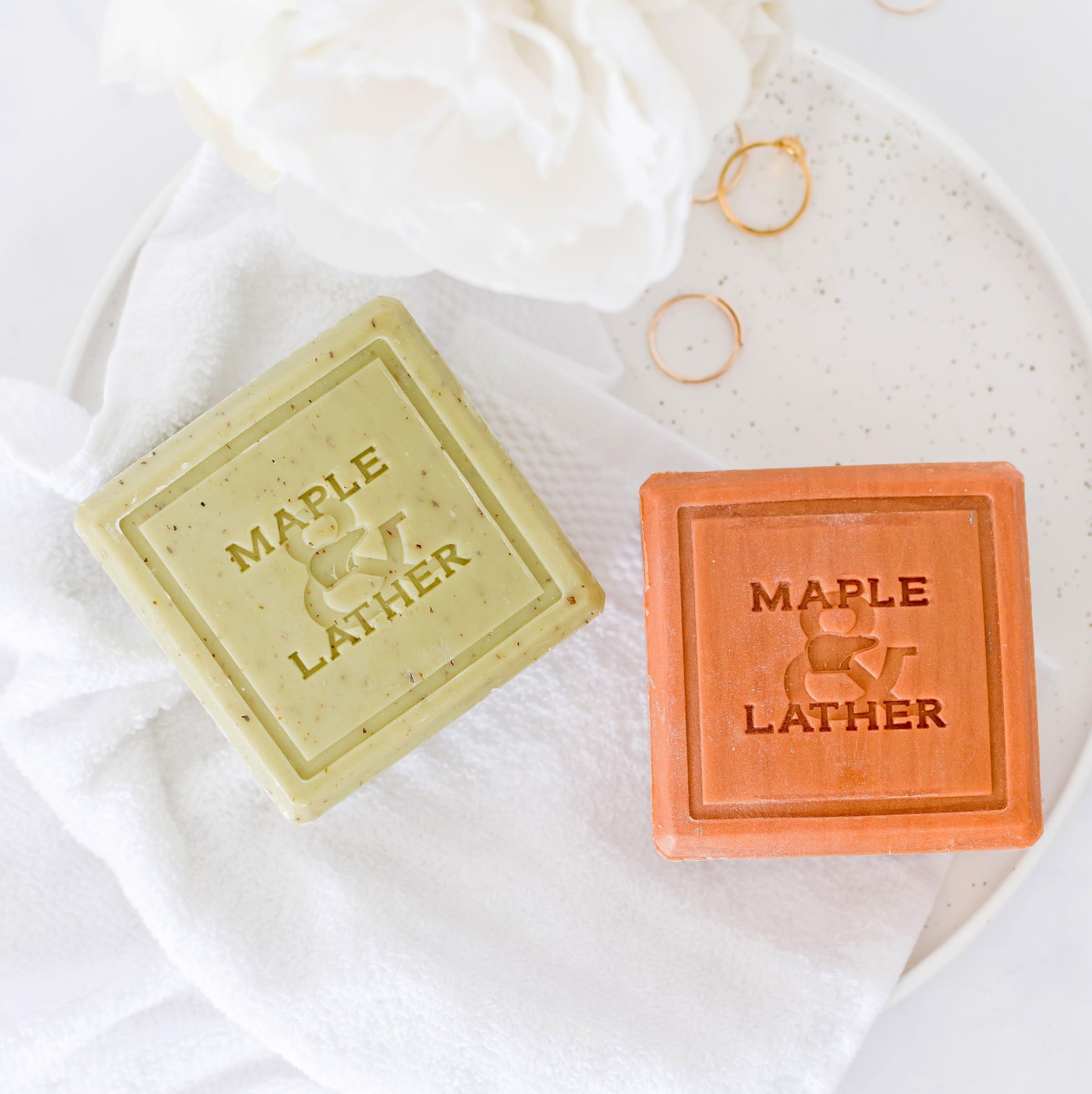 Maple and Lather Maple & Lather Triple Milled Bar Soap with Shea Butter, Lemon Verbena Scent, Long-Lasting, Exfoliating, Moisturing, Sustainably Sourced, 209g - Made in Provence, France