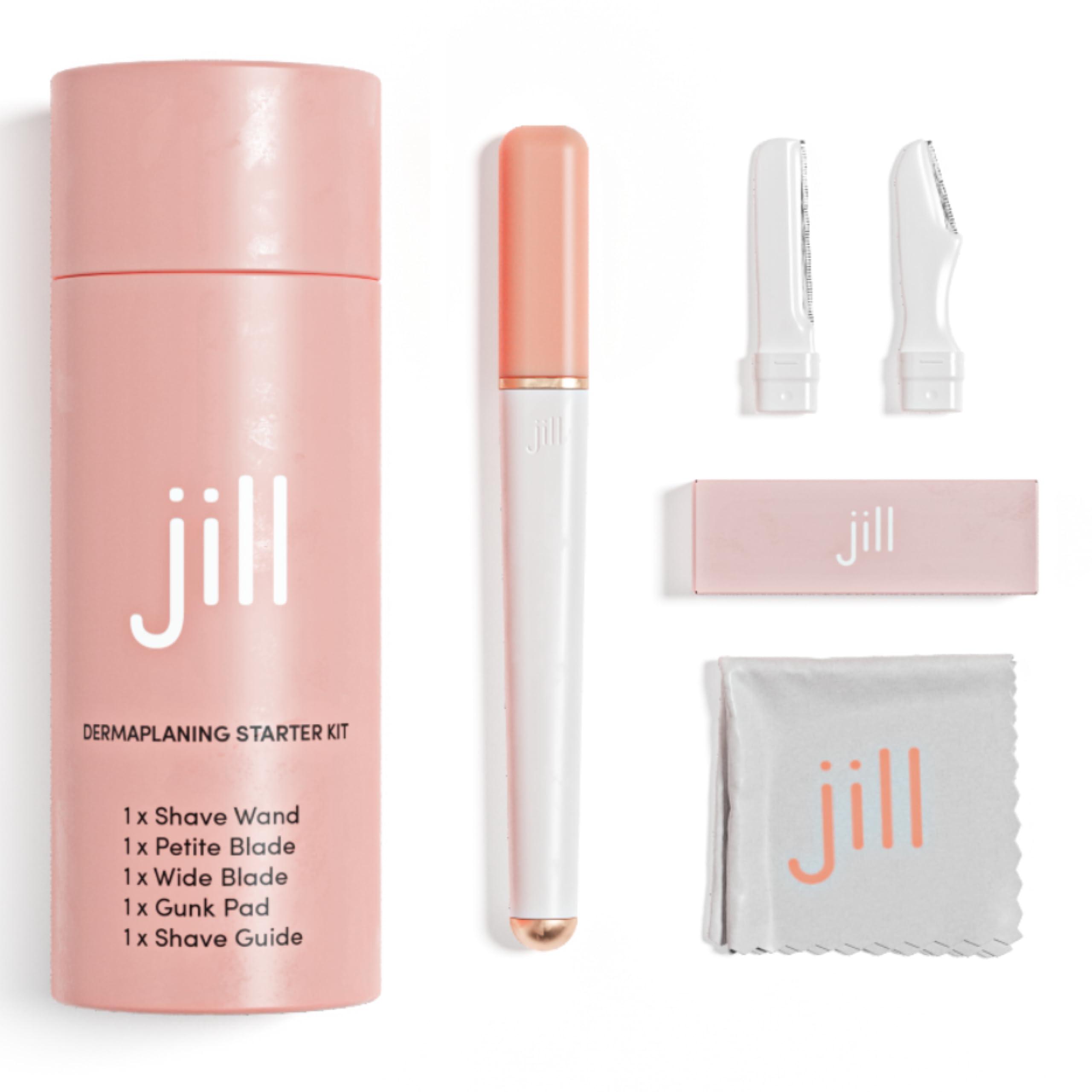 JILL Jill Dermaplane Razor Trial Kit for Women | Facial Hair Removal Dermaplaning Kit Includes 1 Shave Wand, 2 Dermaplane Razors & Cleaning Cloth | Magic Spray Not Included | Supplies for 1 Shave
