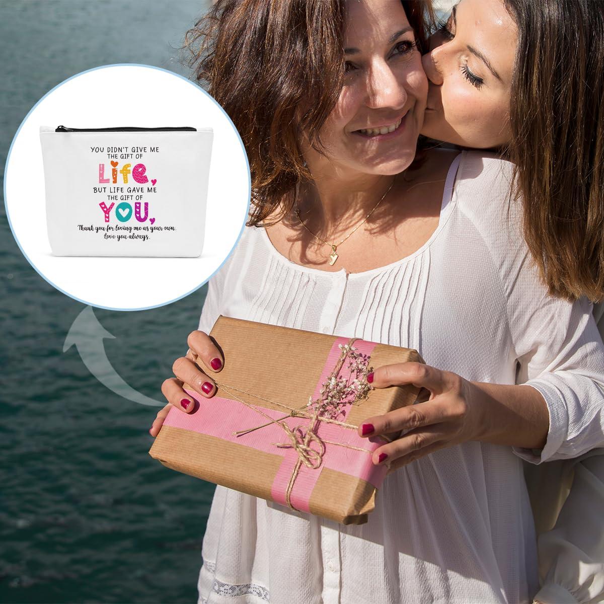 Sldpngo Mothers Day Bonus Mom Gifts for Stepmom Makeup Bag, Mother in Law Birthday Gifts Retirement Thank You Gifts for Bonus Mom Cosmetic Bag, Bonus Mom Birthday Gift Ideas Makeup Pouch