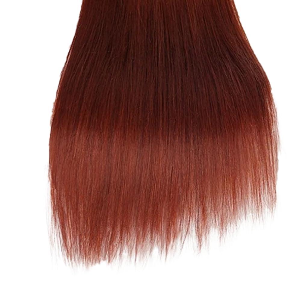 HuxoWax 30 32 34 Inch Copper Red Bundles Color #33 Straight Human Hair Bundles Brazilian Virgin Hair 3 Bundles Copper Brown Straight Bundles Human Hair Reddish Brown Bundles Hair Weave