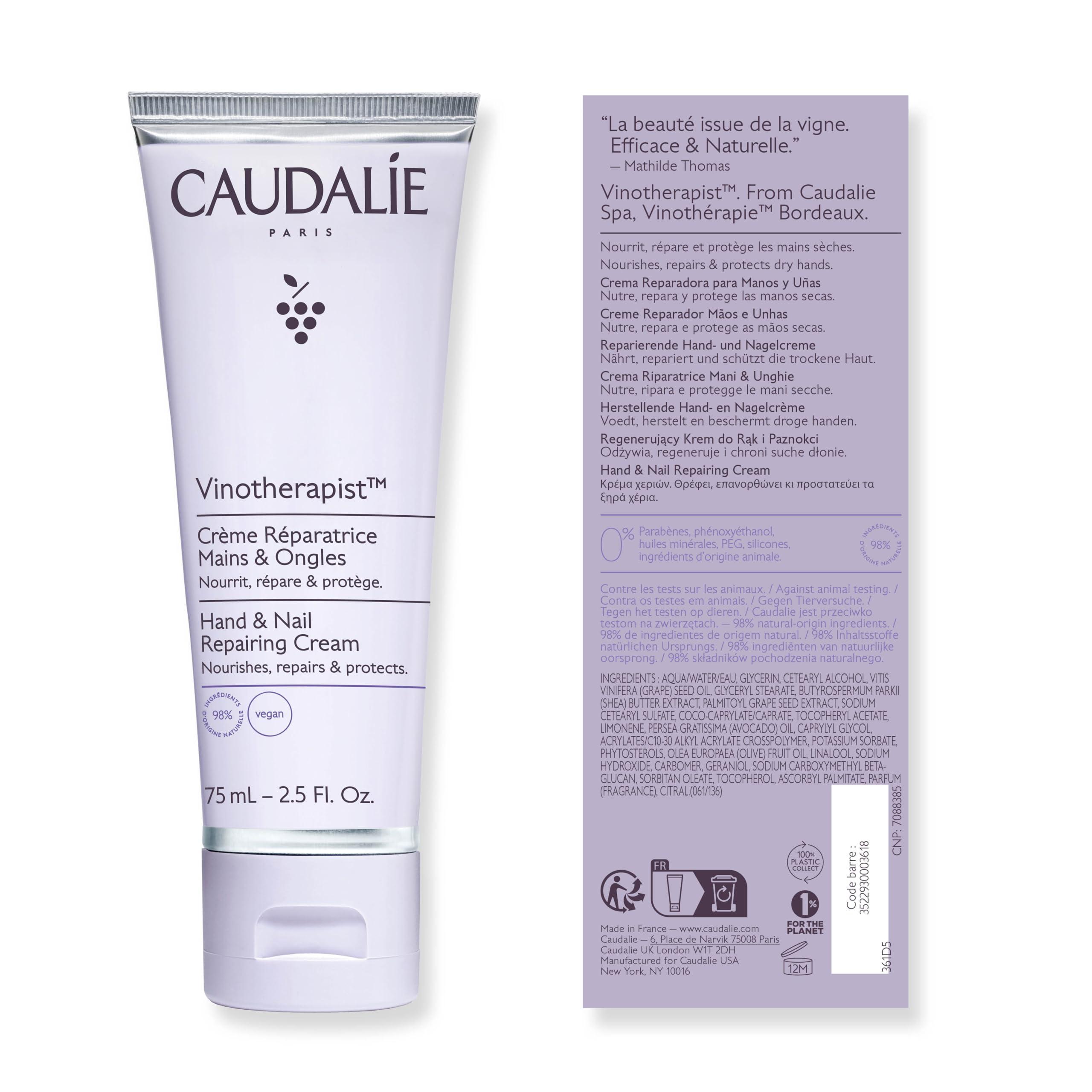 Caudalie Caudalie Vinotherapist Hand and Nail Cream with Shea Butter and Grapeseed Oil, Vegan and Dermatologically Tested, 75 mL