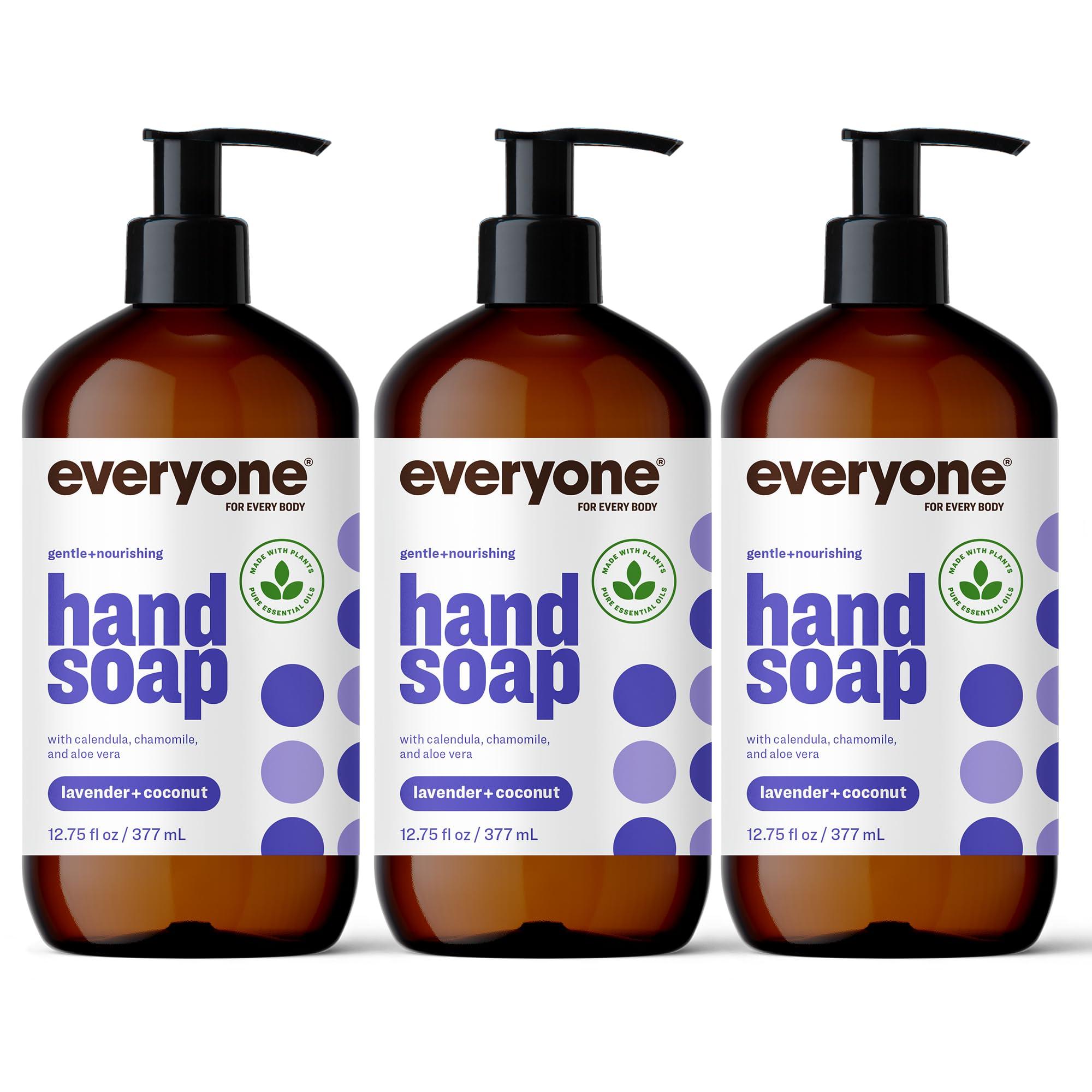Everyone Everyone 3-in-1 Soap, Body Wash, Bubble Bath, Shampoo, 32 Ounce (Pack of 2), Lavender and Aloe & Liquid Hand Soap, 12.75 Ounce (Pack of 3), Lavender and Coconut, Plant-Based Cleanser