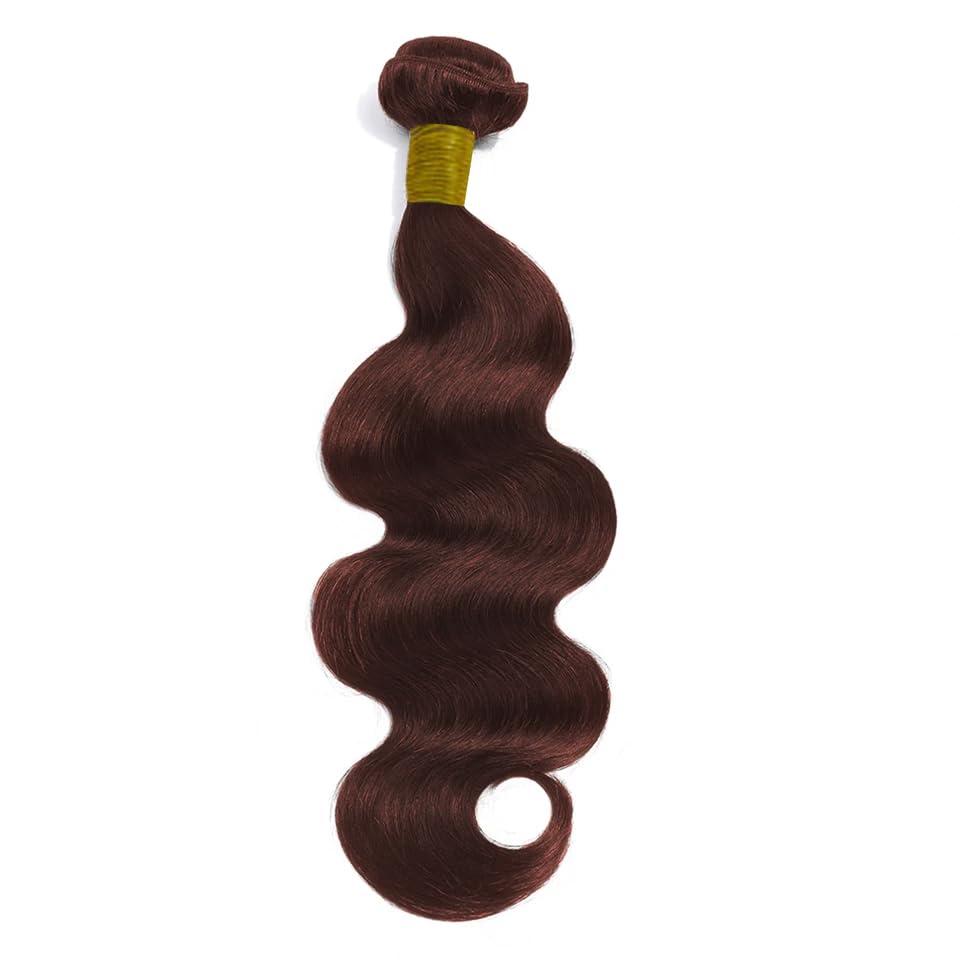 Lukcttr Copper Brown Bundles Color #33 Body Wave Human Hair Bundles Brazilian Virgin Hair 14 14 14 Inch Reddish Brown Body Wave Bundles Human Hair #33 Copper Red Bundles