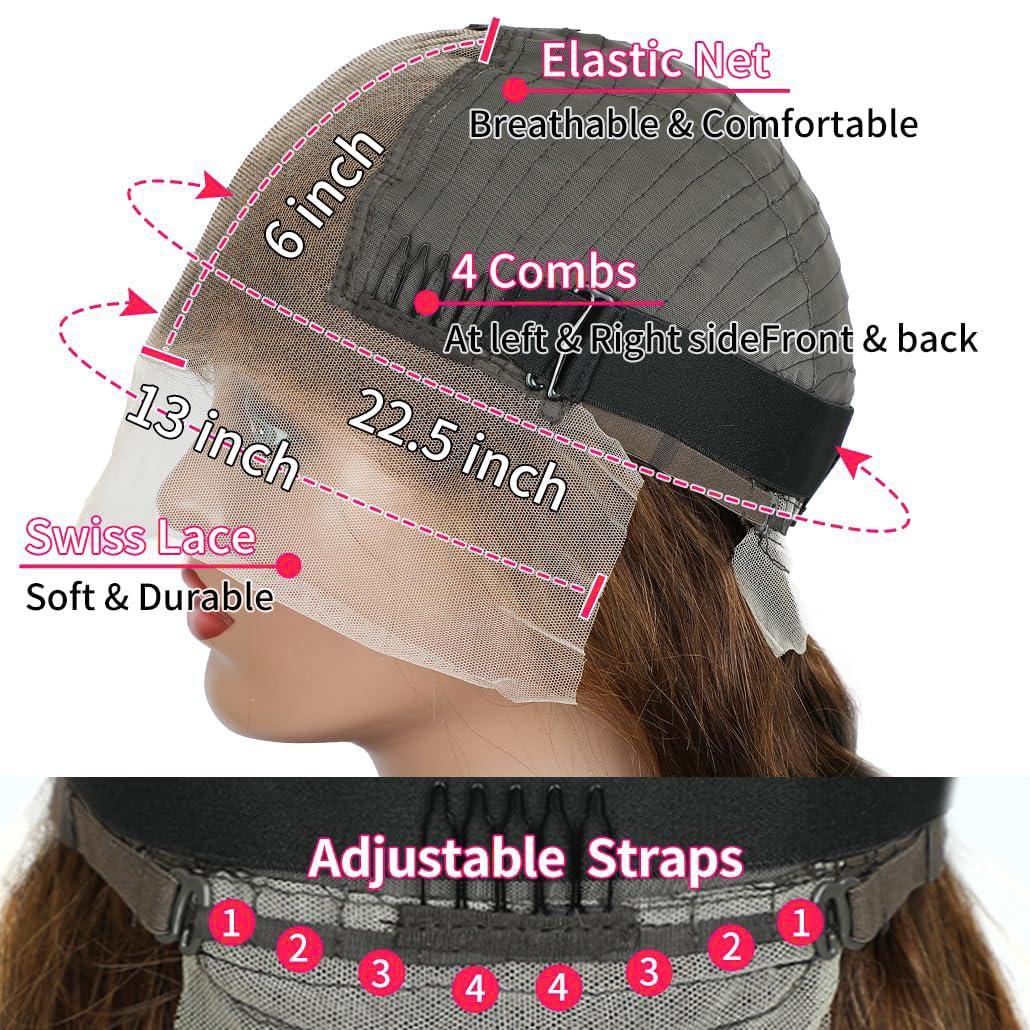 Fongly 26 Inch Chocolate brown Lace Front Wig Human Hair 13x6 HD Transparent Body Wave Lace Front Wigs Human Hair Pre Plucked Glueless Frontal Brown Wig Human Hair 200% Density Colored #4 Human Hair Wigs