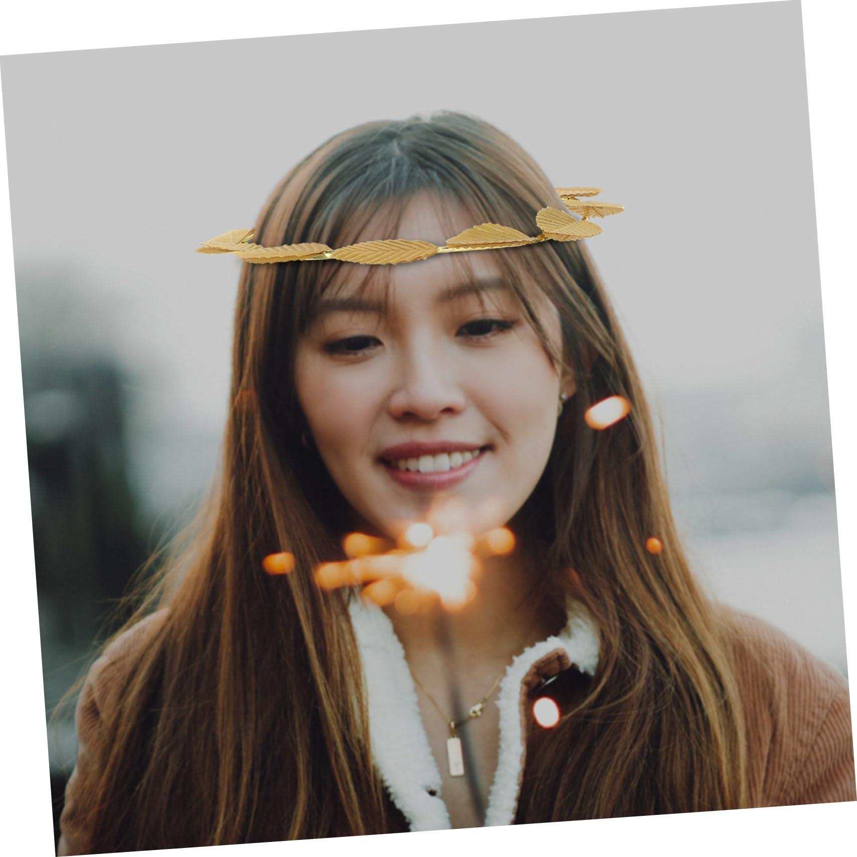 SHERCHPRY SHERCHPRY 3pcs Goddess Accessories Greek Goddess Costume Girls Leaf Ring Goddess Headpiece Leaf Head Hoop Goddess Hair Jewelry Crowns for Women Prom Headpiece Garland Tiara Gold Leaf Apparel