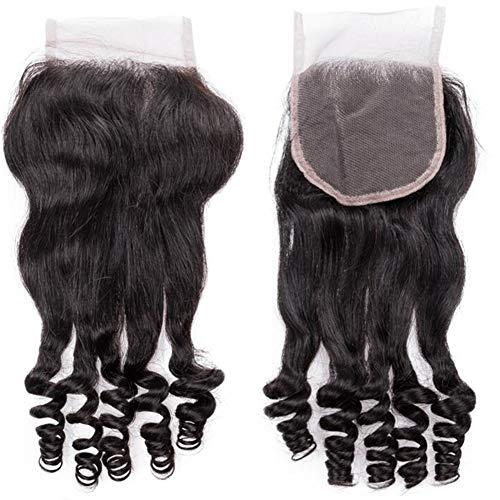 Generic Cloud Hair 9A Aunty Funmi Hair Spiral Curls Weave With Closure 4Pcs Lot Brazilian Human Hair Bouncy Curly Hair Weft With Closure (14 16 18+12 inch closure)