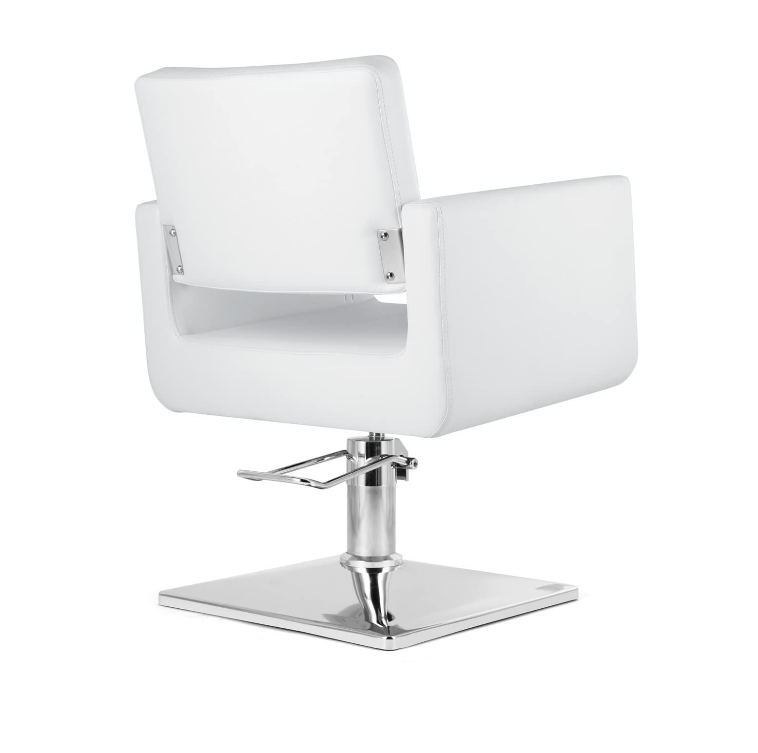 Beautymega Beautymega White Salon Spa Beauty Chair Square Base Vintage Stylist Barber Chair