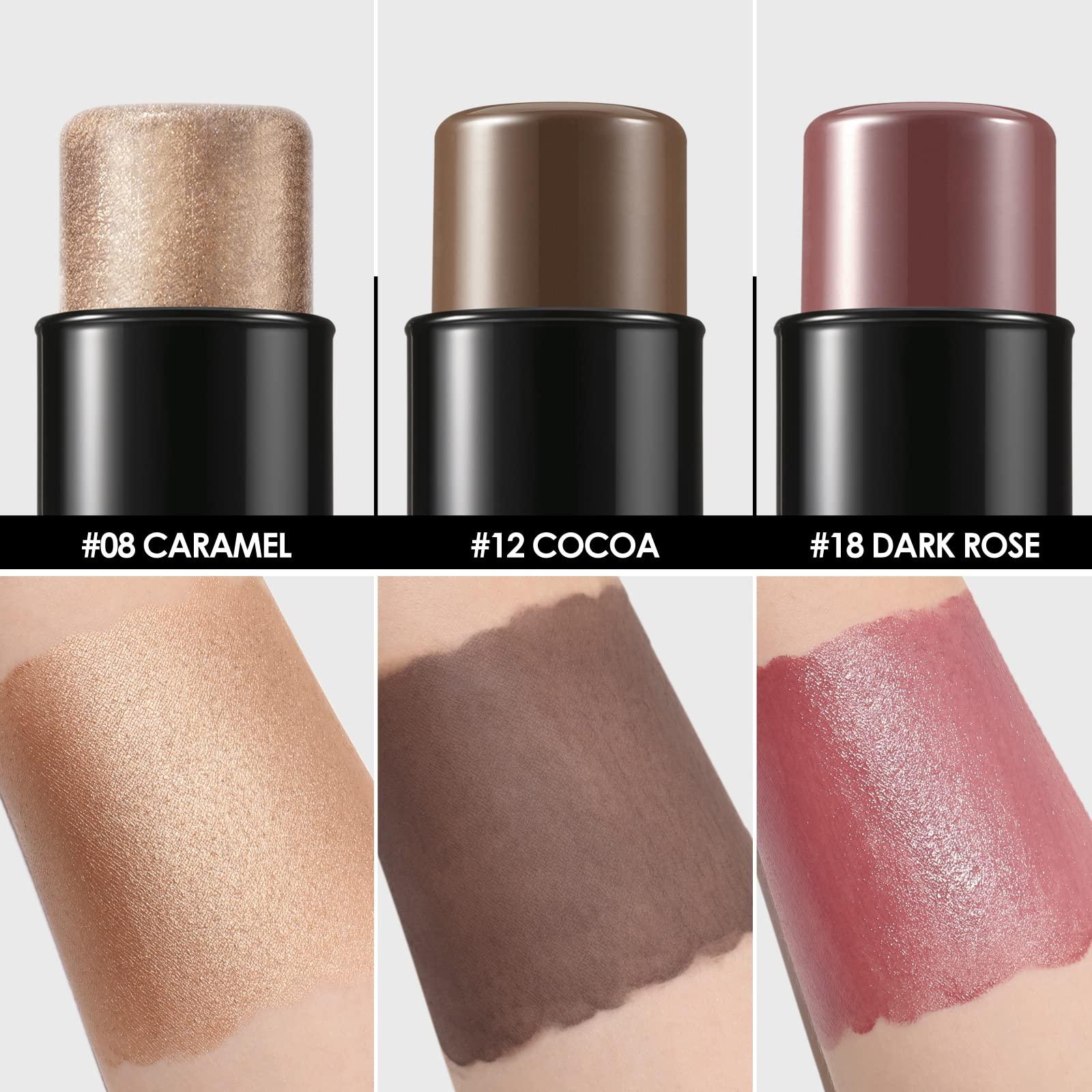 FOCALLURE FOCALLURE 3 Pcs Cream Contour Sticks,Shades with Highlighter & Bronzer & Blush,Non-greasy Long-wear Face Contouring Pen,Easy to Sculpt the Face and Create a Lightweight Finishing Makeup,MEDIUM-DEEP