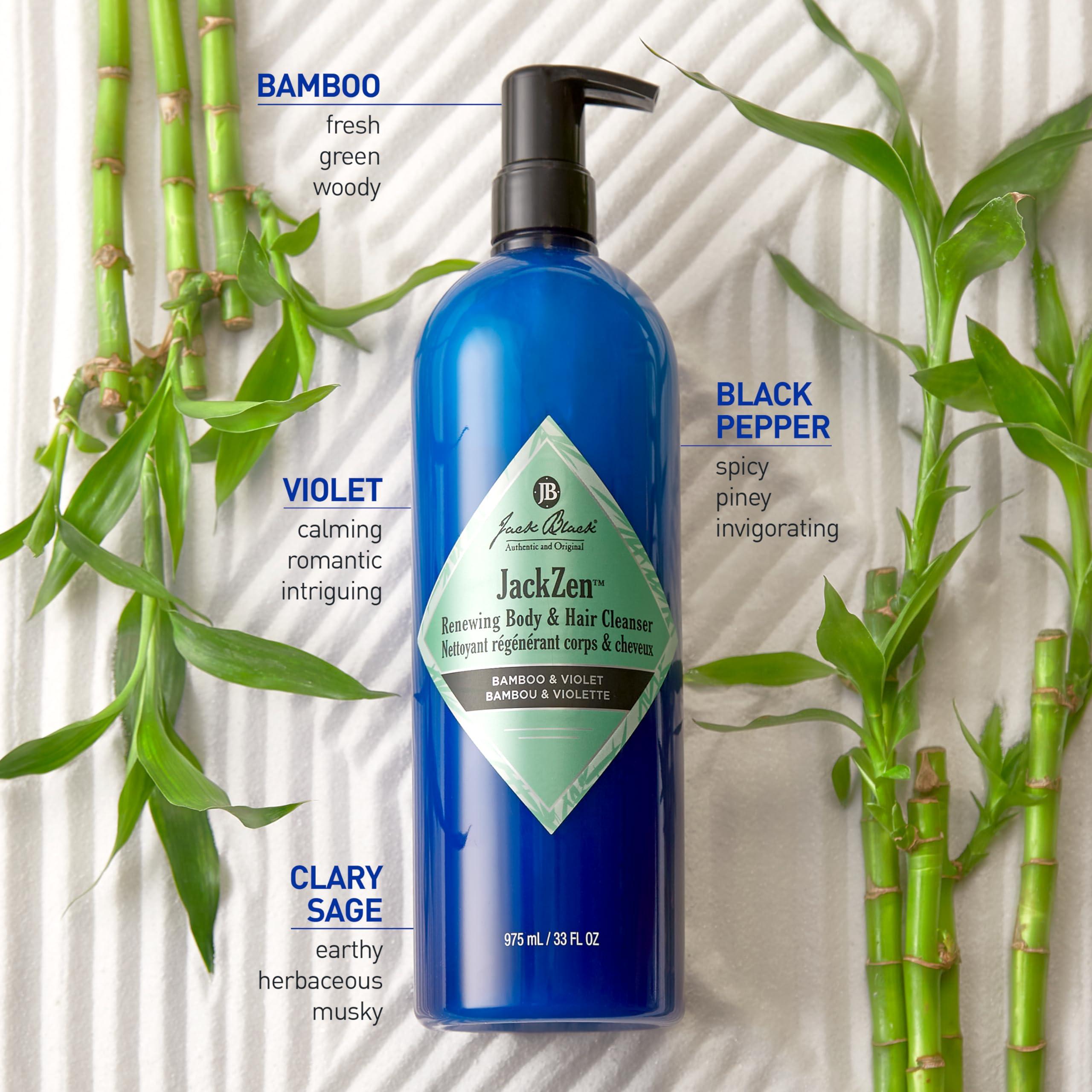 Jack Black Jack Black JackZen Renewing Body & Hair Cleanser, 3 Fl Oz Bamboo & Violet Mens Body Wash, Mens Shampoo, Skin Care, Hair Care, Dual-Purpose Body Wash Men, SulfateFree