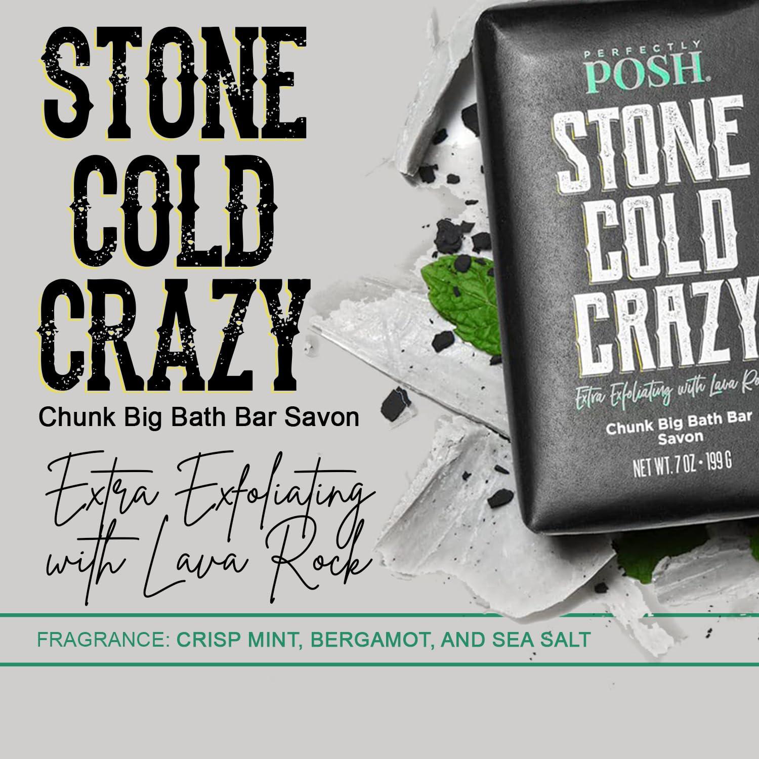 Perfectly Posh Perfectly Posh - Stone Cold Crazy Big Bath Bar Soap - Refreshing and Nourishing Soap with Energizing Scent - for Energizing Bath Time - 7oz