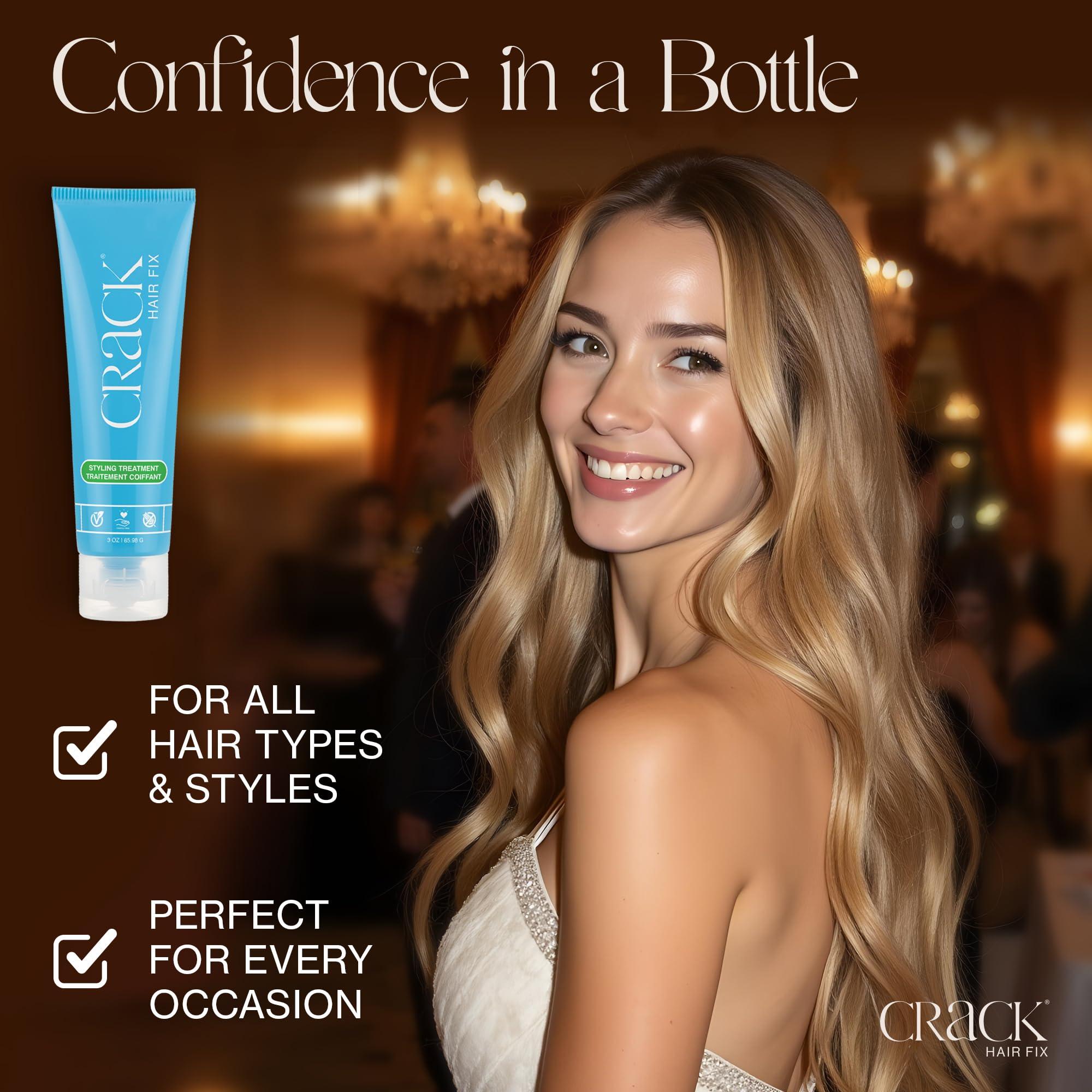 Crack Crack Hair Fix Styling Treatment - Multi-Tasking, Anti-Frizz, Leave-In Styling Cream with Protection from Humidity, Chlorine, Heat Treatments & Sun, 3 oz (Pack of 3)