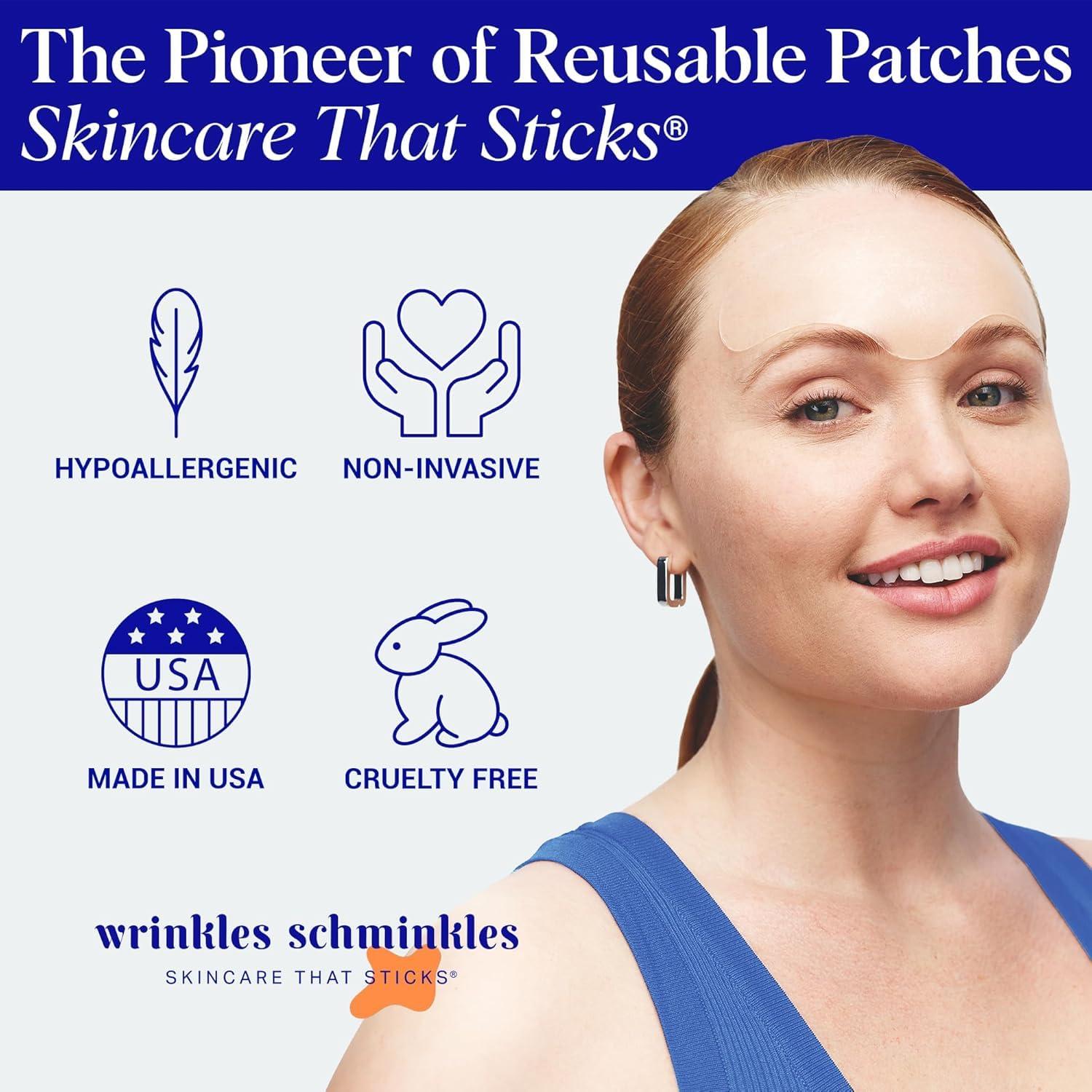 Wrinkles Schminkles Wrinkles Schminkles Forehead Wrinkle Patches, 4-Pack, Reusable Hypoallergenic Silicone Smoothing Pads for Reducing Frown Lines & Face Lift Overnight