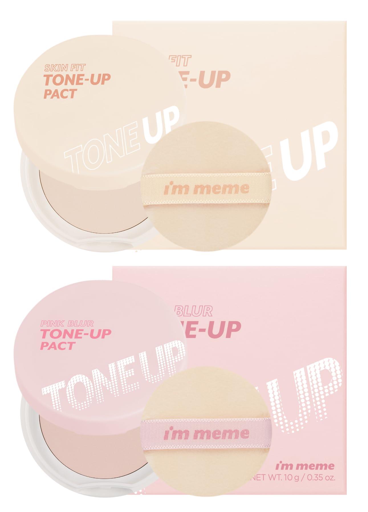 I\'M MEME I\'M MEME Fair-Light Setting Powder - Tone Up Pact with Puff, 0.35 Oz + Compact - Tone-up Pact, 0.35 Oz Bundle