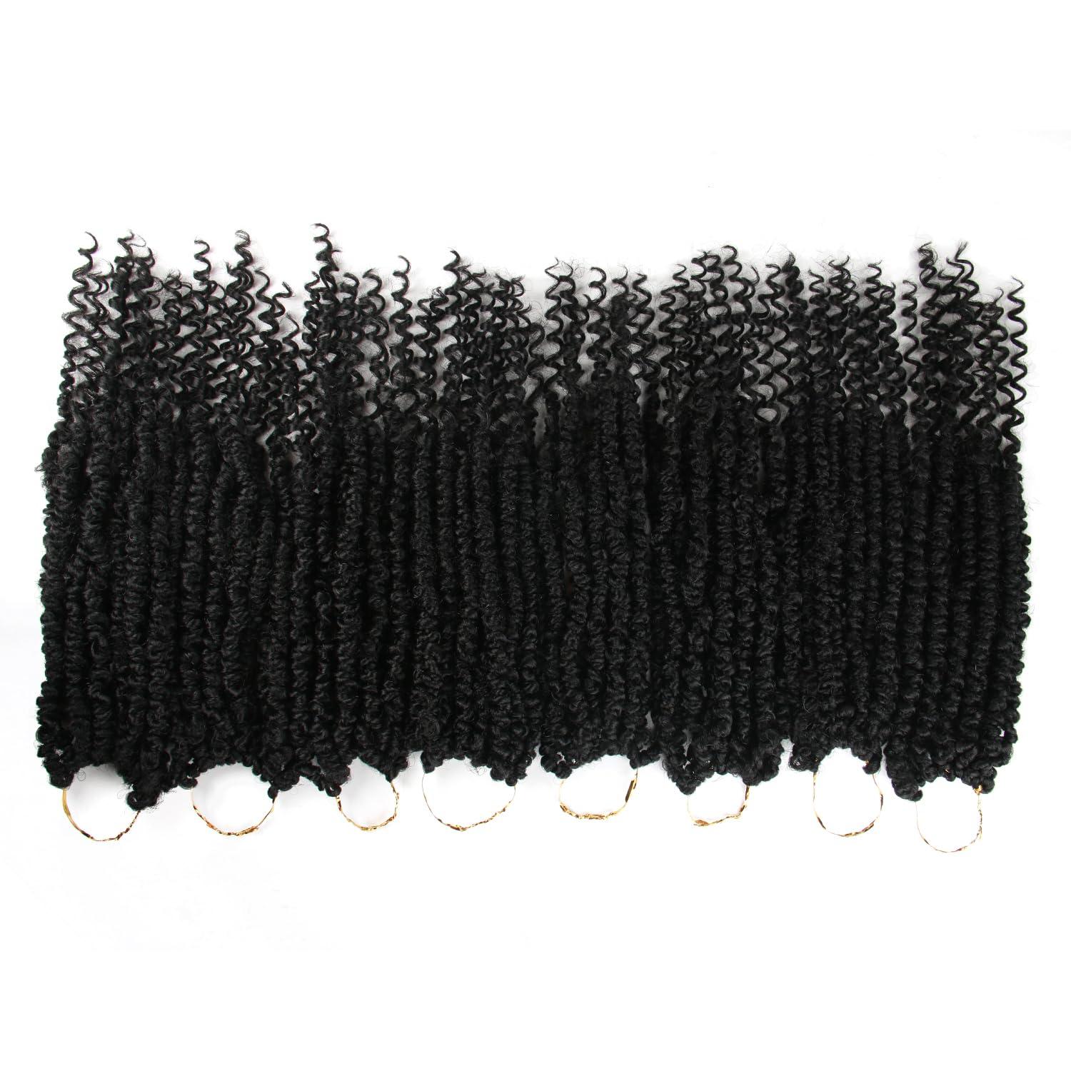 ROSESSEA 8 Packs/lot Passion Twist Crochet Hair 14 Inch Short Pre Looped Passion Twist Crochet Braids Bohemian Spring Twist Crochet Braiding Hair Curly End Wave Senegalese Twist Hair Extension For Women