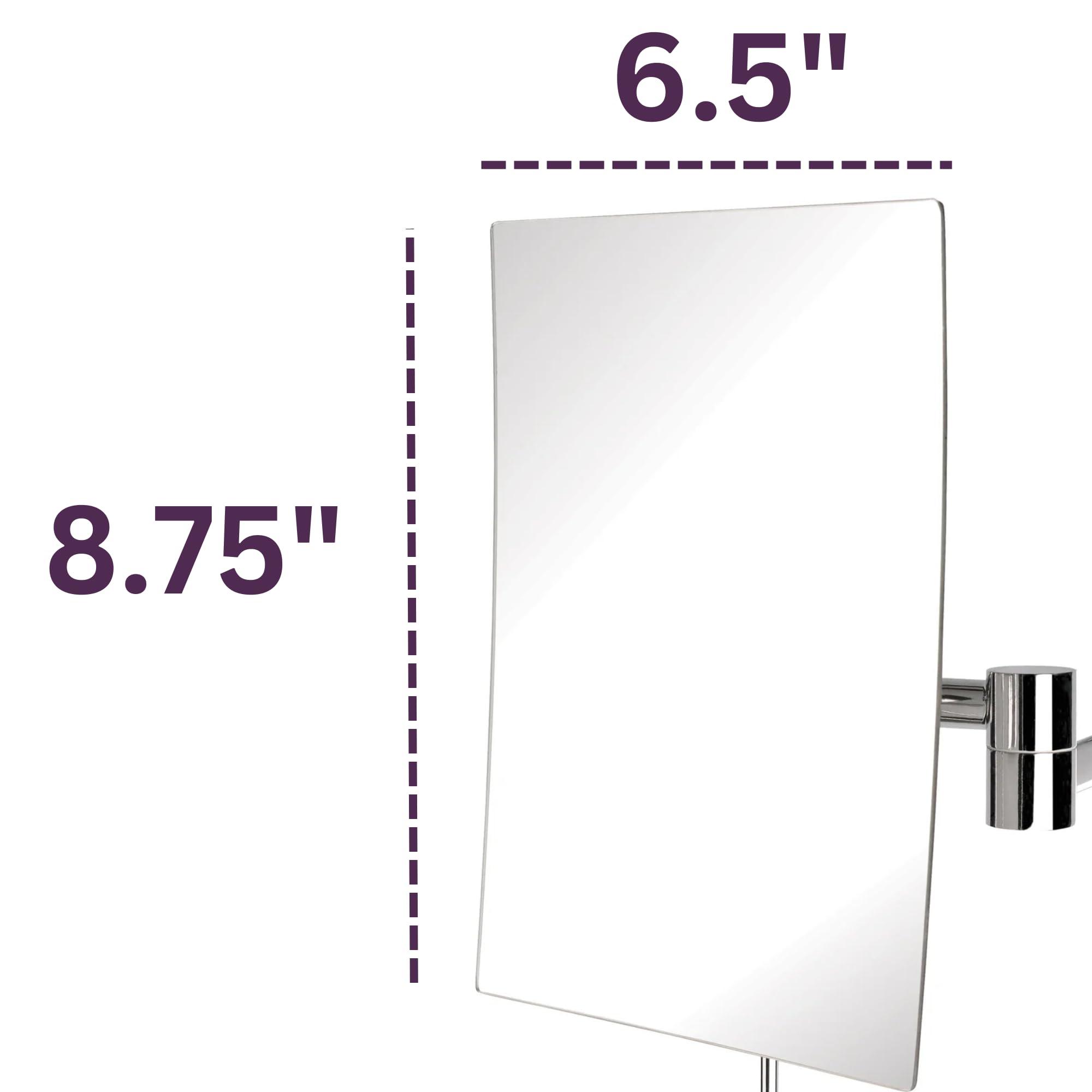 Jerdon Jerdon 8.75-Inch x 6.5-Inch Wall Mount Makeup Mirror - Personal Mirror with 5X Magnification & 14 inch Wall Extension - Nickel Wall Mount Arm - Model JRT695N