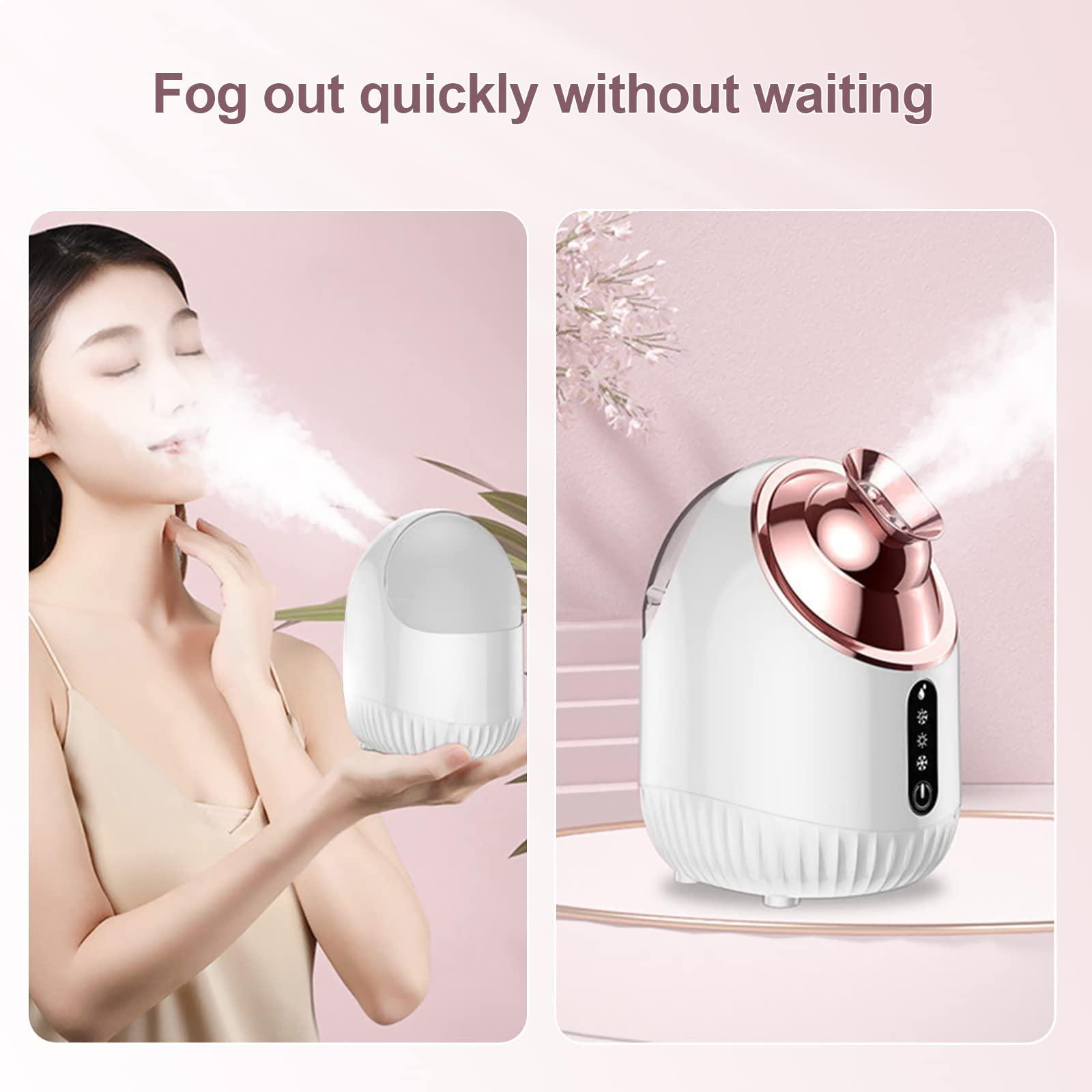 WHNL WHNL Facial Steamer - Nano Ionic Facial Steamer with Cold&Warm&Hot Mist,240ml Large Water Tank,Small Face Humidifier,White