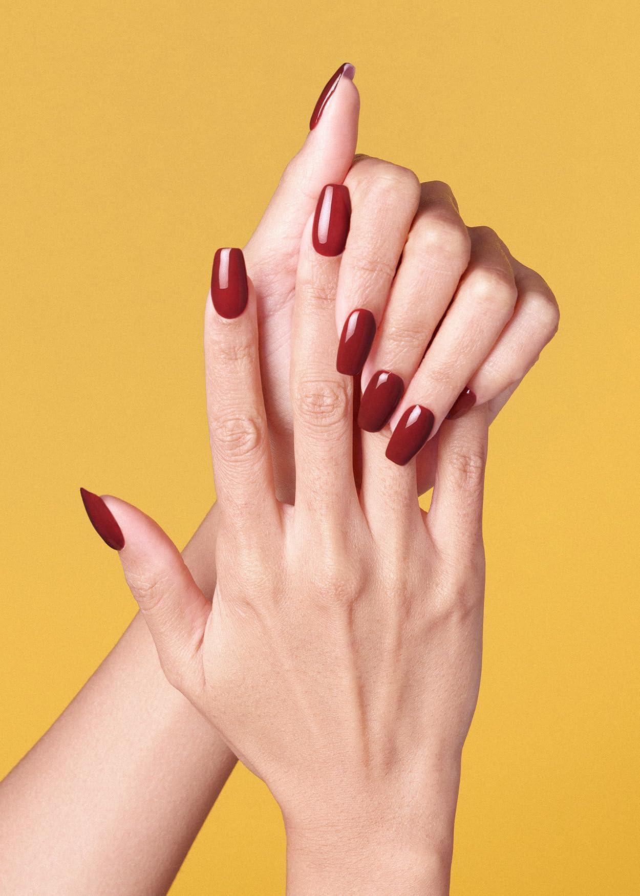 ohora ohora Semi Cured Gel Nail Strips (N Chilly) - Red, Solid, Works with Any UV/LED Lamps, Salon-Quality, Long Lasting, Easy to Apply & Remove - Includes 2 Prep Pads, Nail File & Wooden Stick