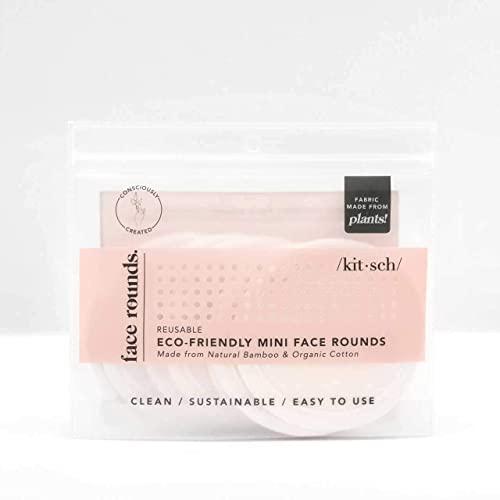 Kitsch Kitsch Reusable Cotton Rounds for Face - Eco-Friendly Cotton Pads for Makeup Removal | Organic & Reusable Eye Makeup Remover Pads | Face Pads for Toner with Reusable Travel Pouch, 7pcs