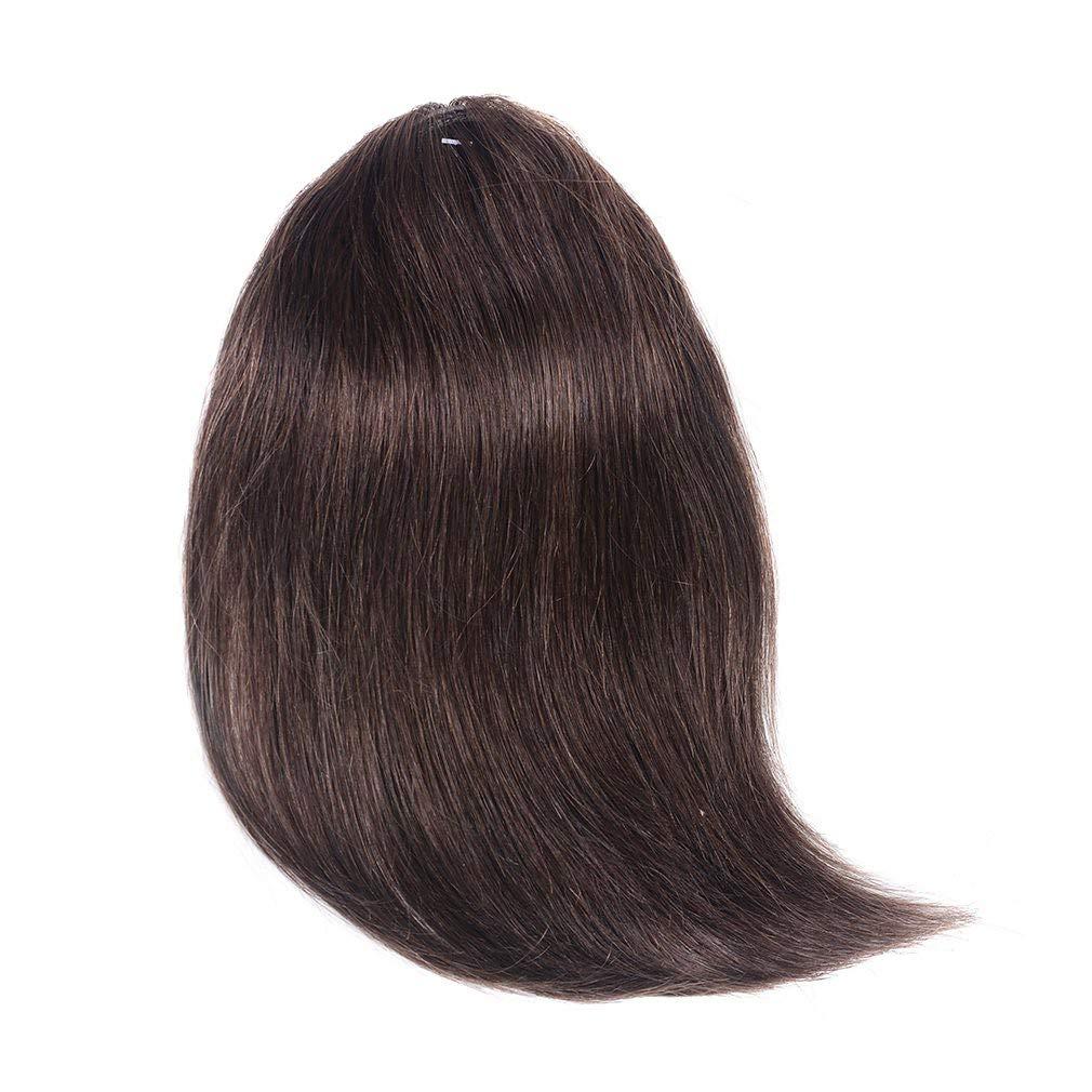 RemeeHi RemeeHi 100% Real Human Hair Invisible Side-swept Bangs Clip In Topper Top Thin Loss Hair Extension Raise Up Pad Hair Root 10 inch 25g 613# Bleach Blonde