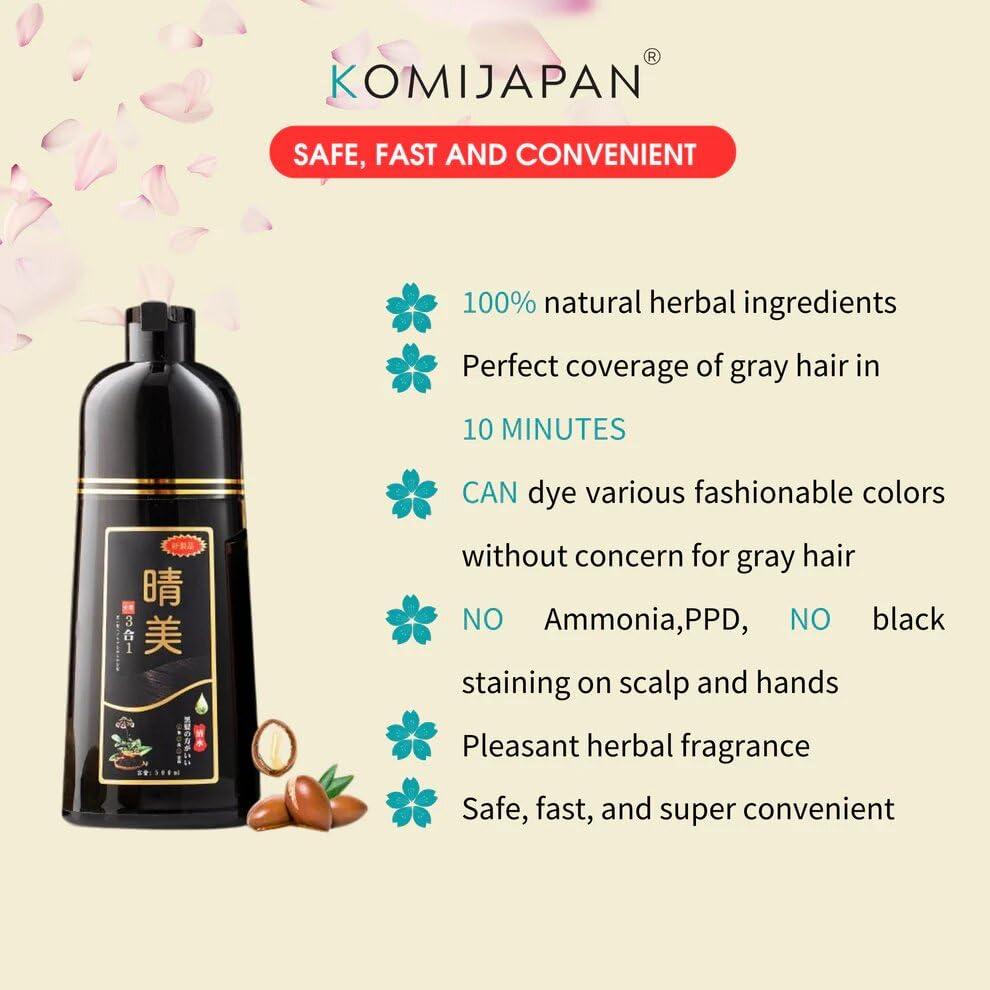 DAIZHADEASY DAIZHADEASY Komi Shampoo Japan 500mL Authentic Japanese Hair Dye Shampoo (6 Colors) (Brown Black)