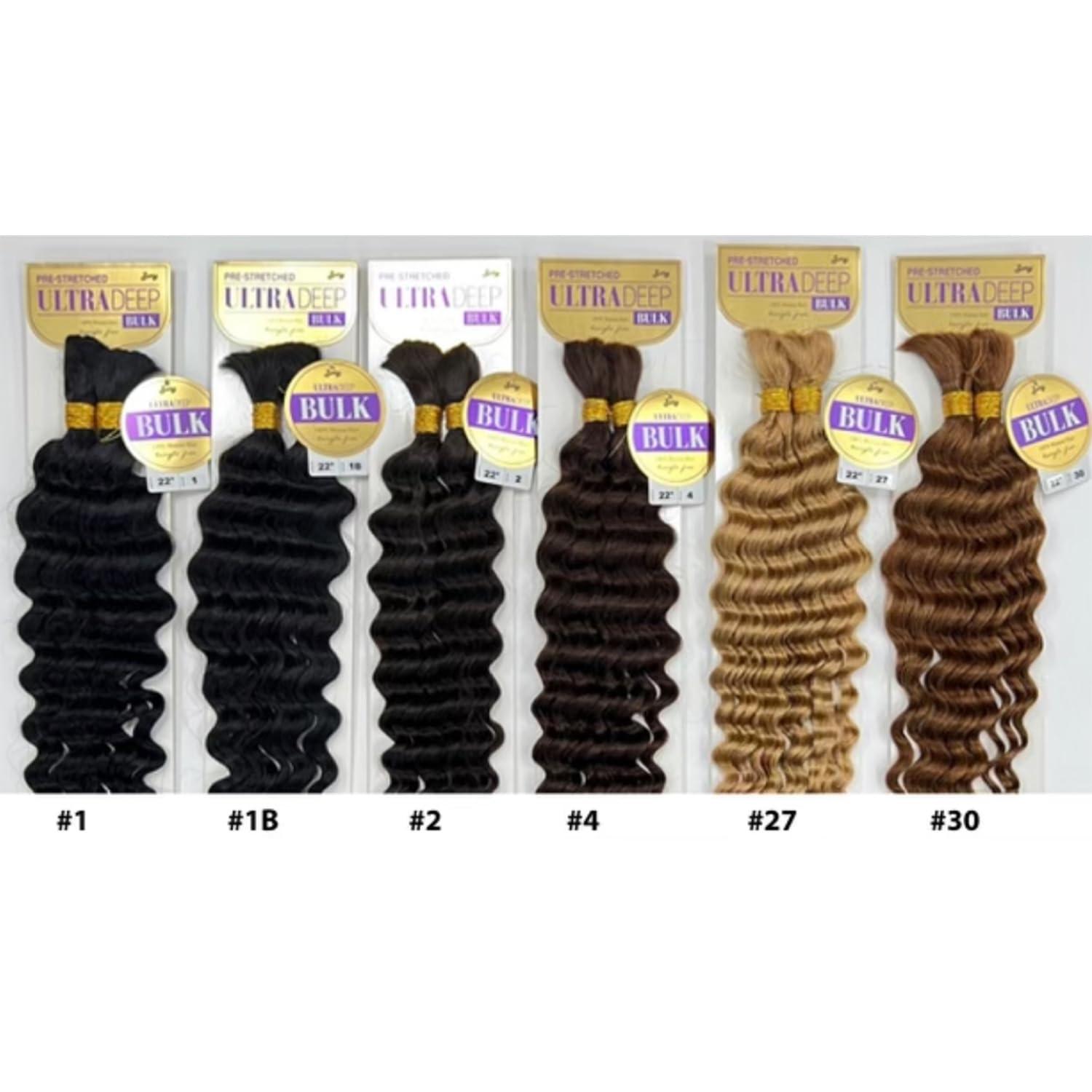 Zury sis Pre-Stretched 100% Human Braiding Hair Ultra Deep Wave 22\" (Black 1)