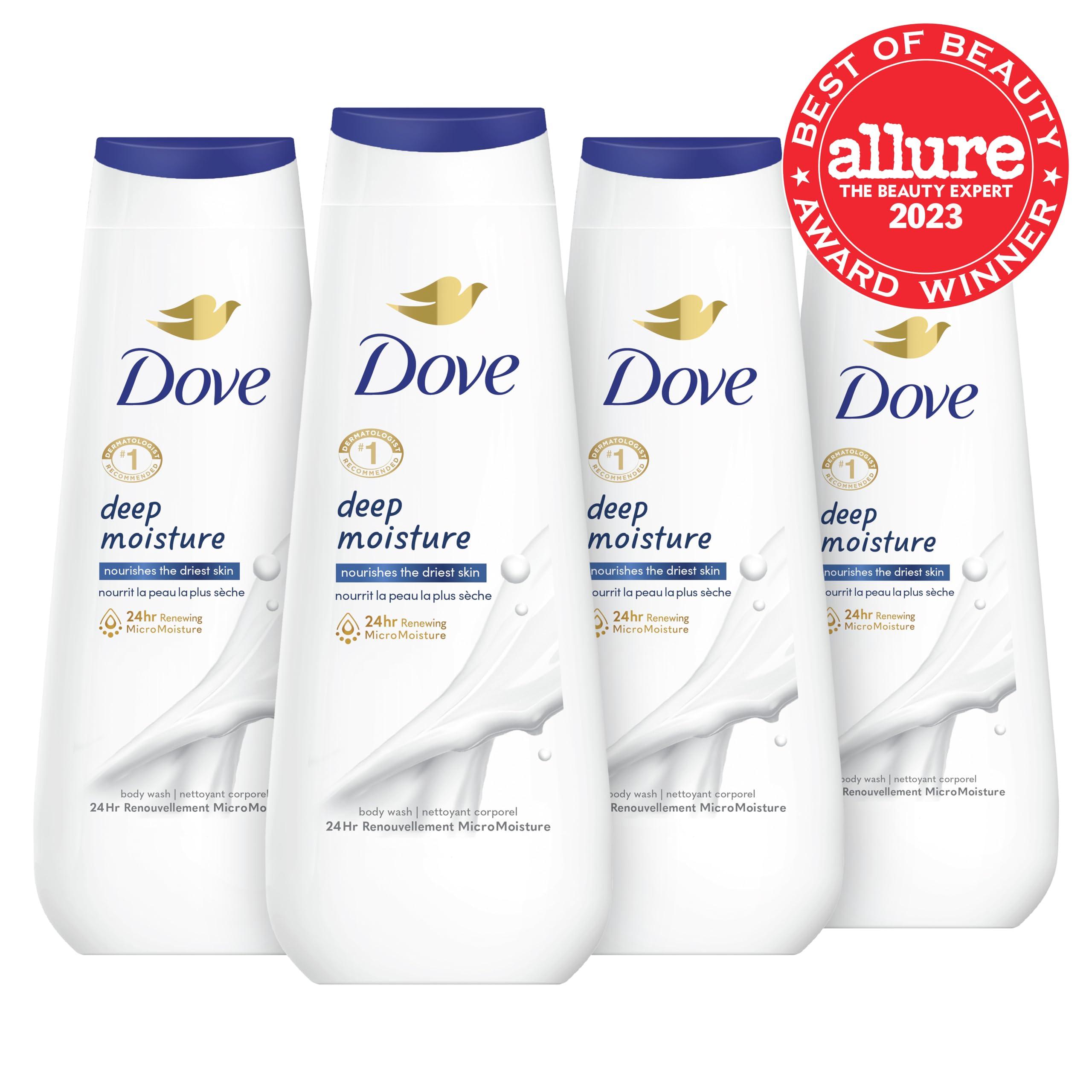 Dove Dove Body Wash Deep Moisture, Sensitive Skin, Cucumber and Green Tea, and Shea Butter & Vanilla 4 Count Collection with Deep Moisture 4 Count For Dry Skin 20 oz
