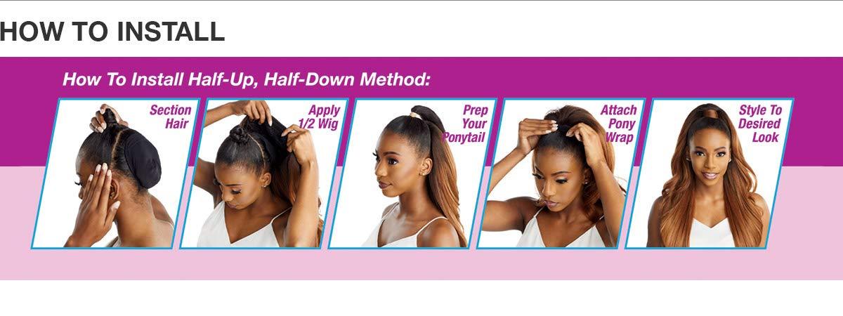 Sensationnel Sensationnel INSTANT UP & DOWN Half Wig Wrapped Ponytail Basic Straight Yaki Texture Easy Styling Heat Resistant Synthetic Fiber Pony Wrap Sleek Finish - UD 8 (T2/613)