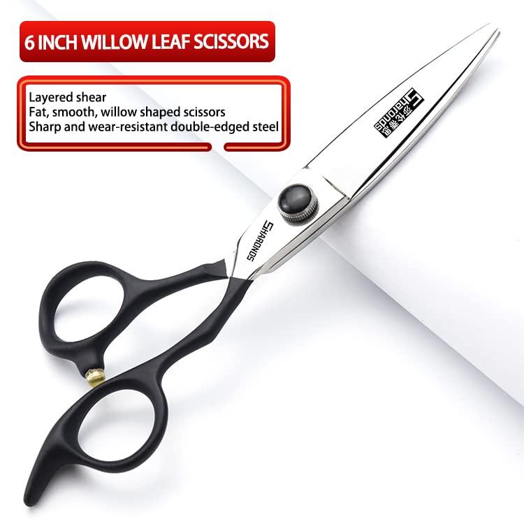 SHARONDS Silver/black barber scissors, high hardness sharp professional hairdresser scissors 6 inch salon hairdresser scissors. (4pc-B)