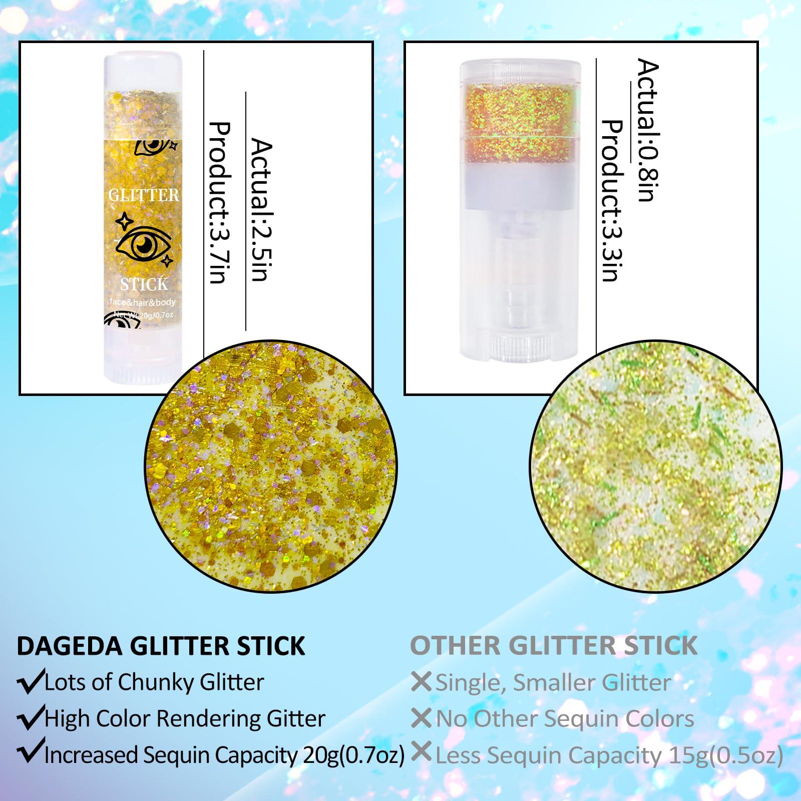 DAGEDA DAGEDA Silver Body Glitter Stick, Mermaid Face Glitter Makeup Holographic Sequins, Hair Glitters Eyeshadow Body Shimmer for Rave Accessories,Glitter Face Paint for Women Rave Festival