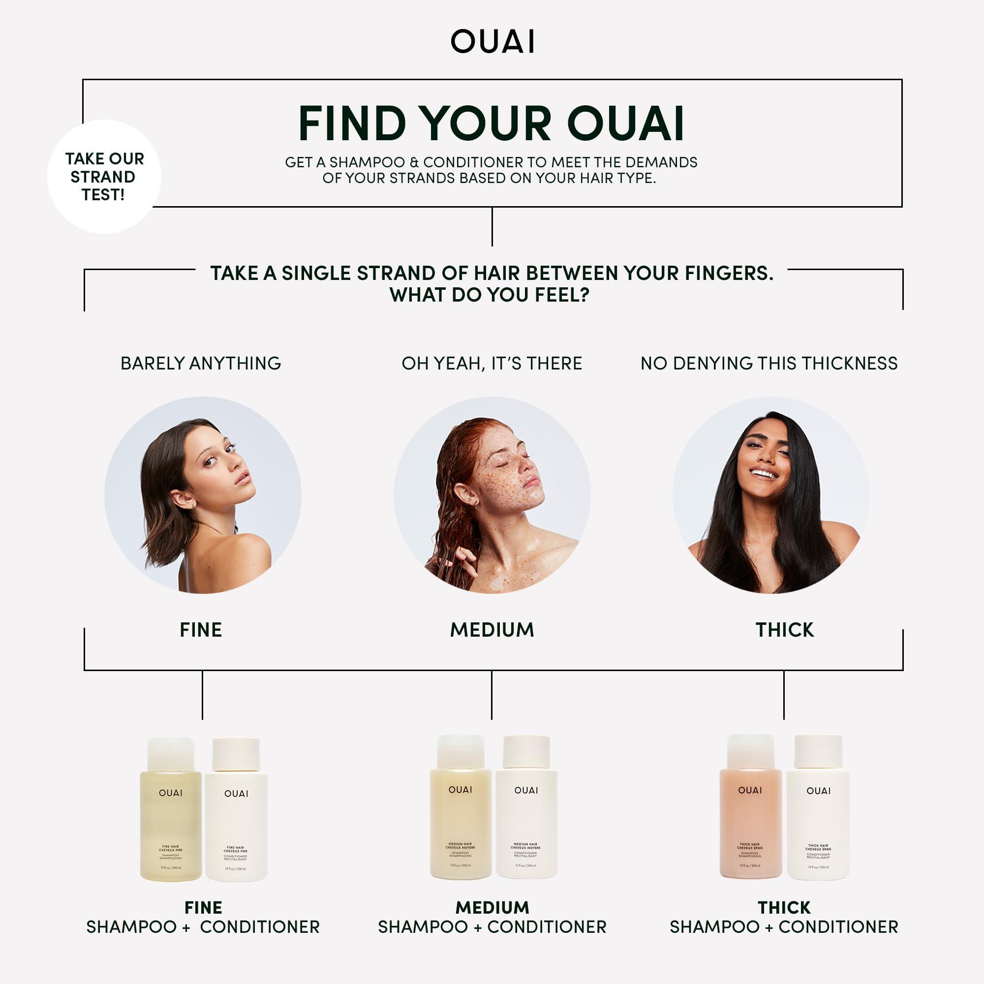 OUAI OUAI Thick Hair Bundle - Almond & Olive Oil & Keratin Conditioner, Shampoo & Treatment Masque - Paraben, Phthalate & Sulfate-Free Care (Conditioner & Shampoo 10 Oz each, 8 Fl Oz Masque)