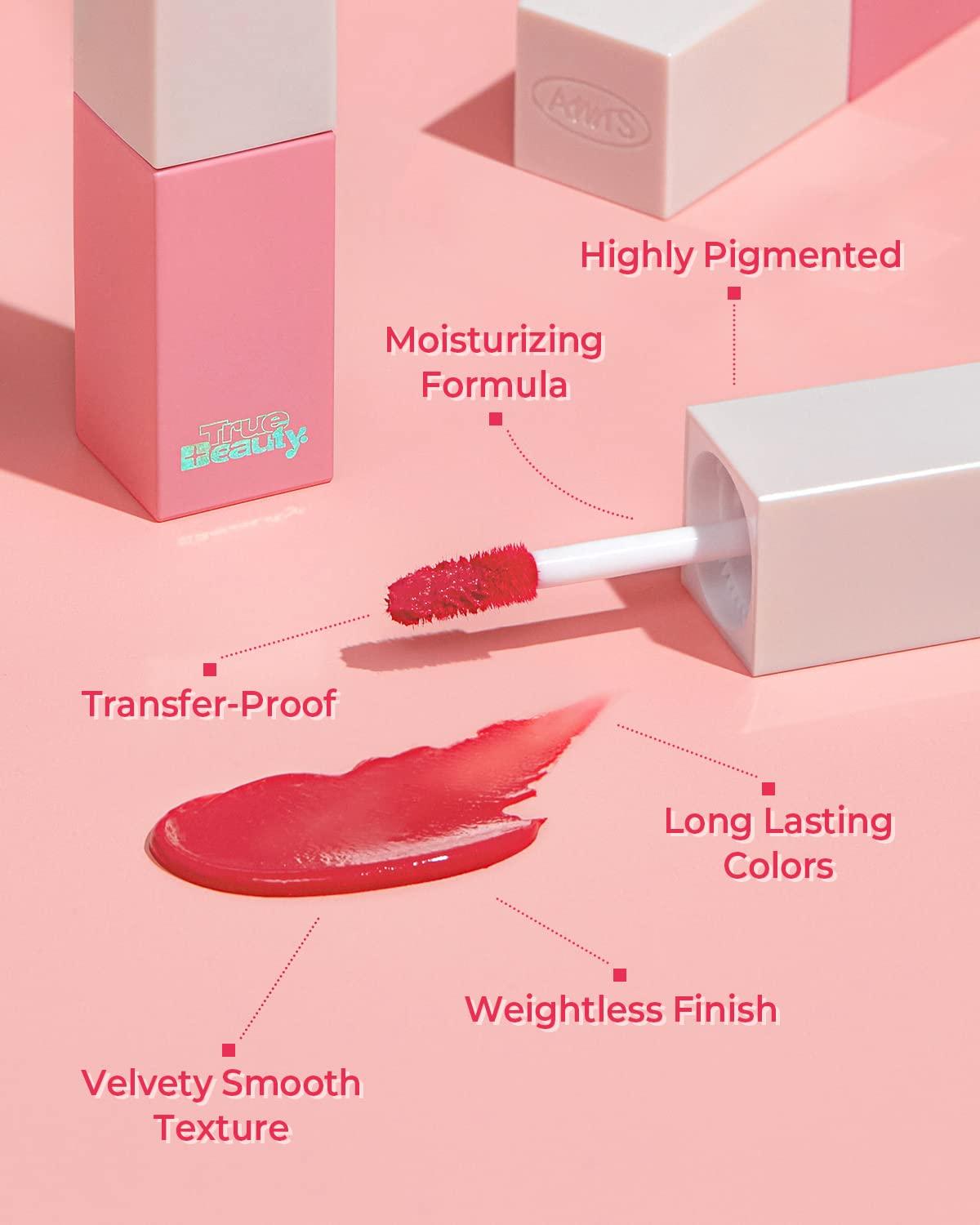 AMTS AMTS Webtoon True Beauty - 01 Some Love | Pink Lip Tint Stain | High Pigment Liquid Waterful Shine Non-Sticky Long-Wearing Long-Lasting | True Beauty Cute Pink Makeup