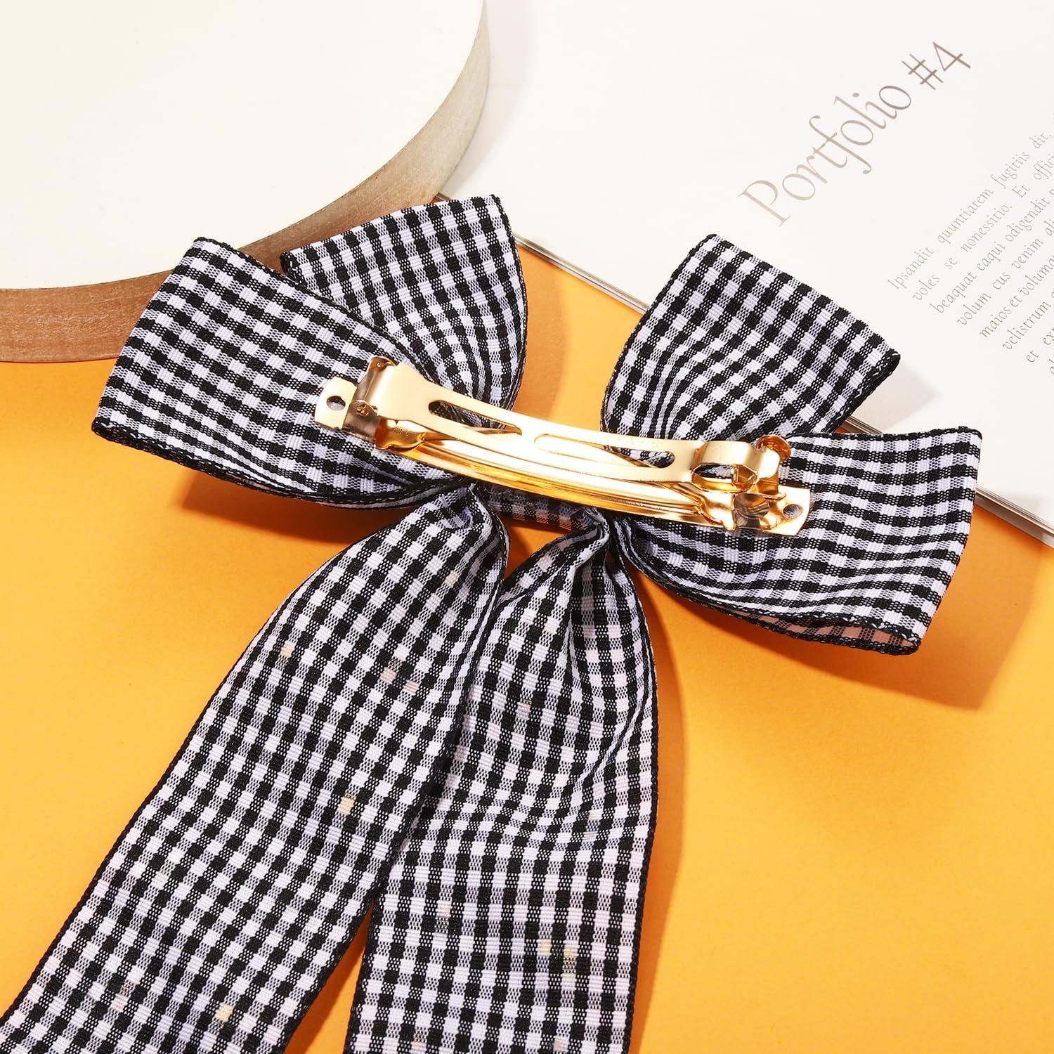 YAHPERN Halloween Hair Bows for Women Spooky Pumpkin Hair Bow Clips Jeweled Large Hair Bows Silky Satin Black Hair Ribbons Halloween Hair Clips Halloween Accessories Costume Outfits