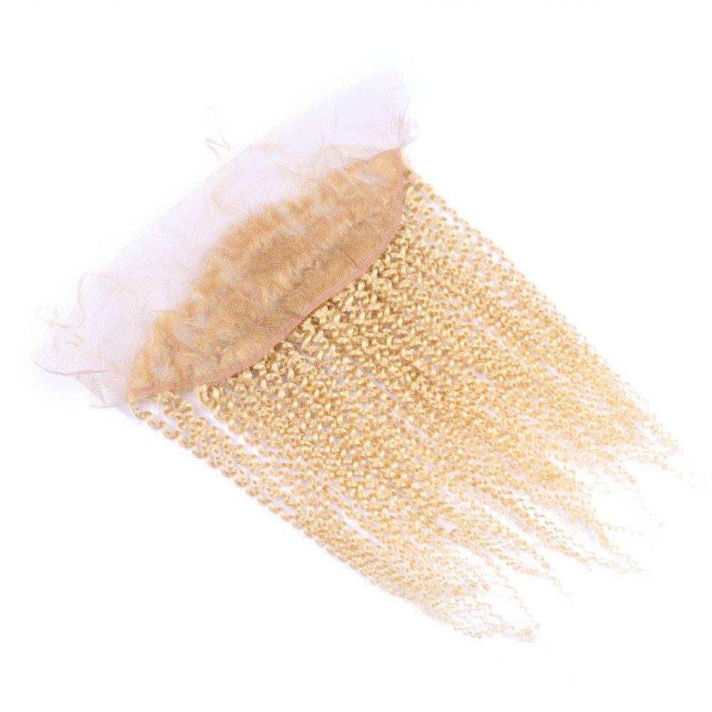 Cloud Hair Cloud Hair Blonde 613 Kinky Curly Hair Weaves 3Pcs With Ear To Ear Frontal Brazilian Virgin Afro Curly Hair Weft With Top Closure 13x4 With Baby Hair (24 24 24+22 inch frontal)